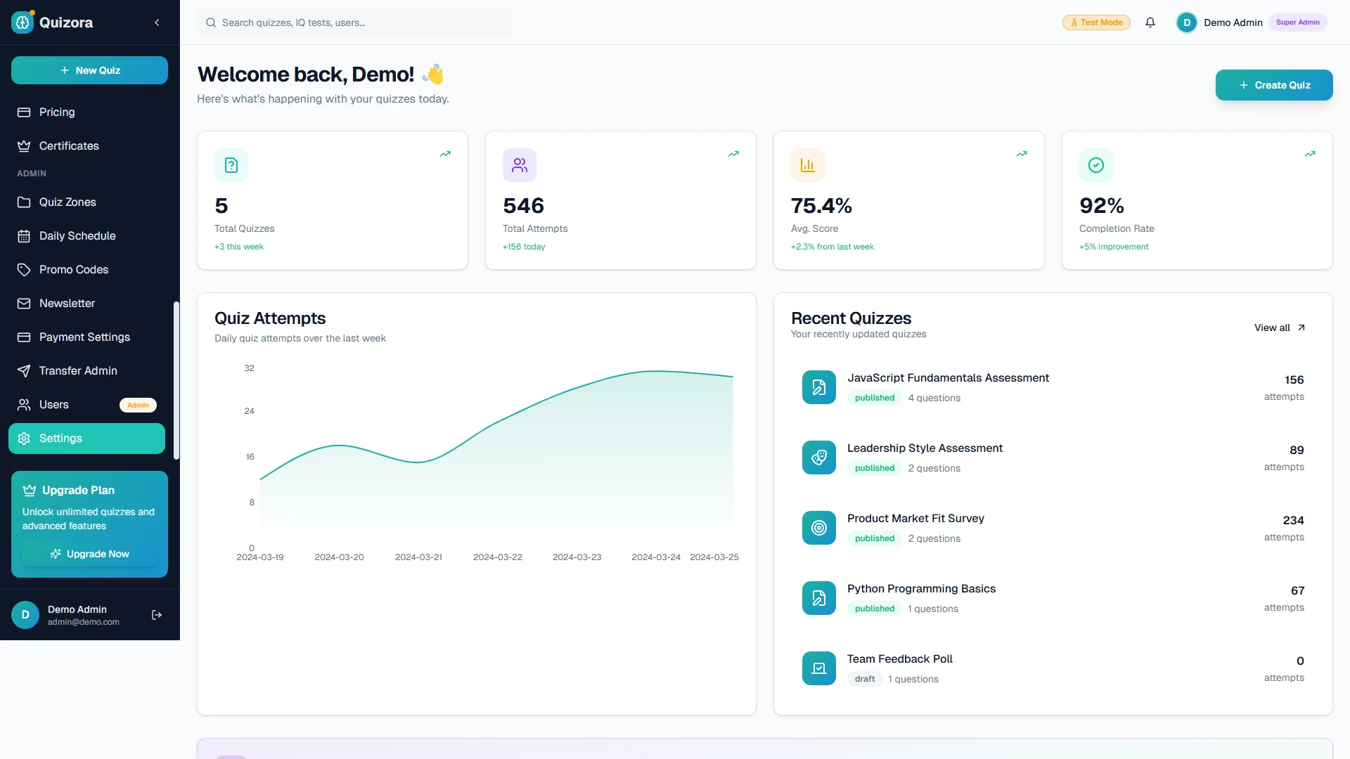 Quizora - AI-Powered Quiz & Learning SaaS Platform