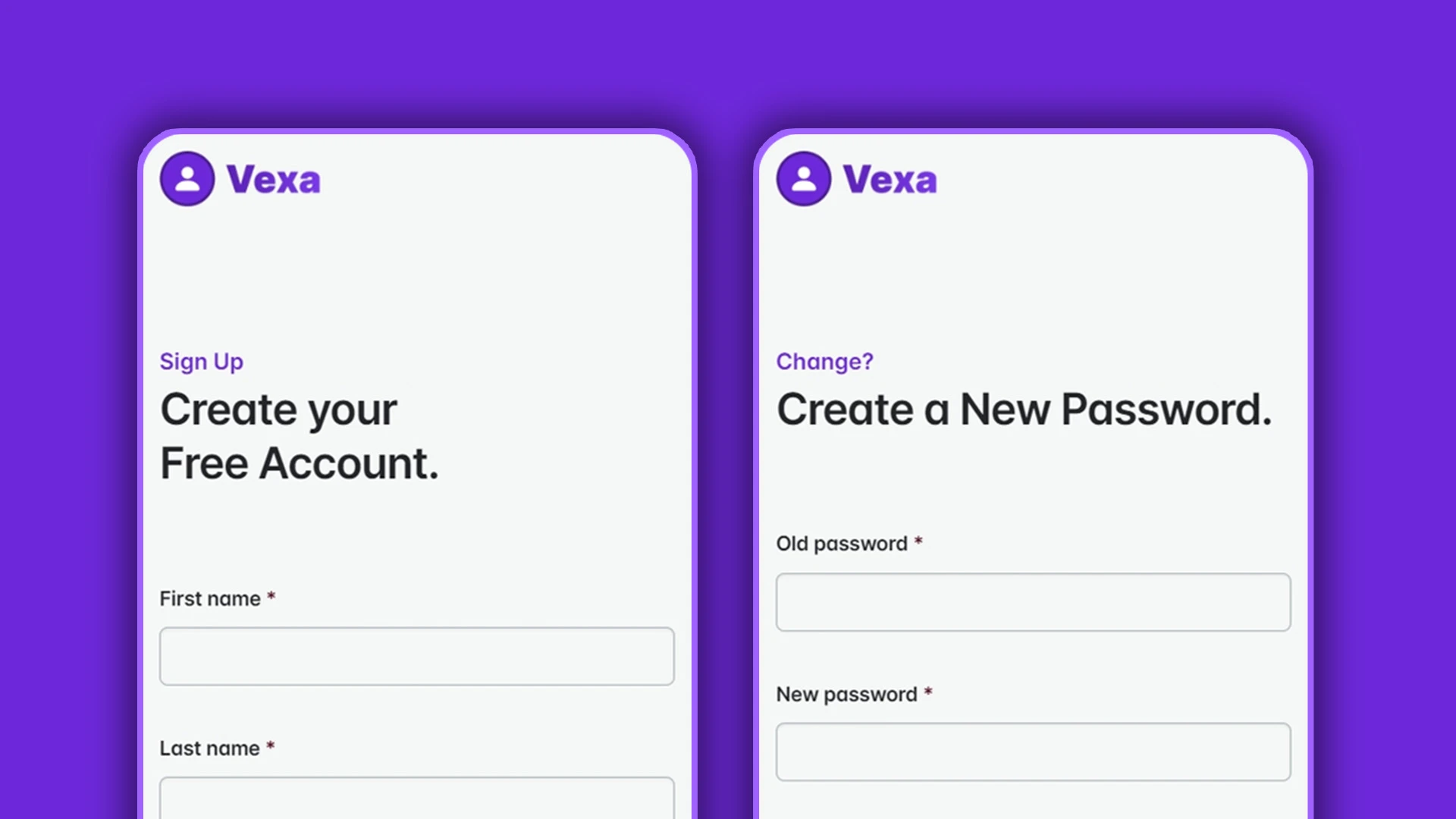 Vexa - HTML Pages for Sign In, Sign Up, 2FA, Reset & Change Password Actions