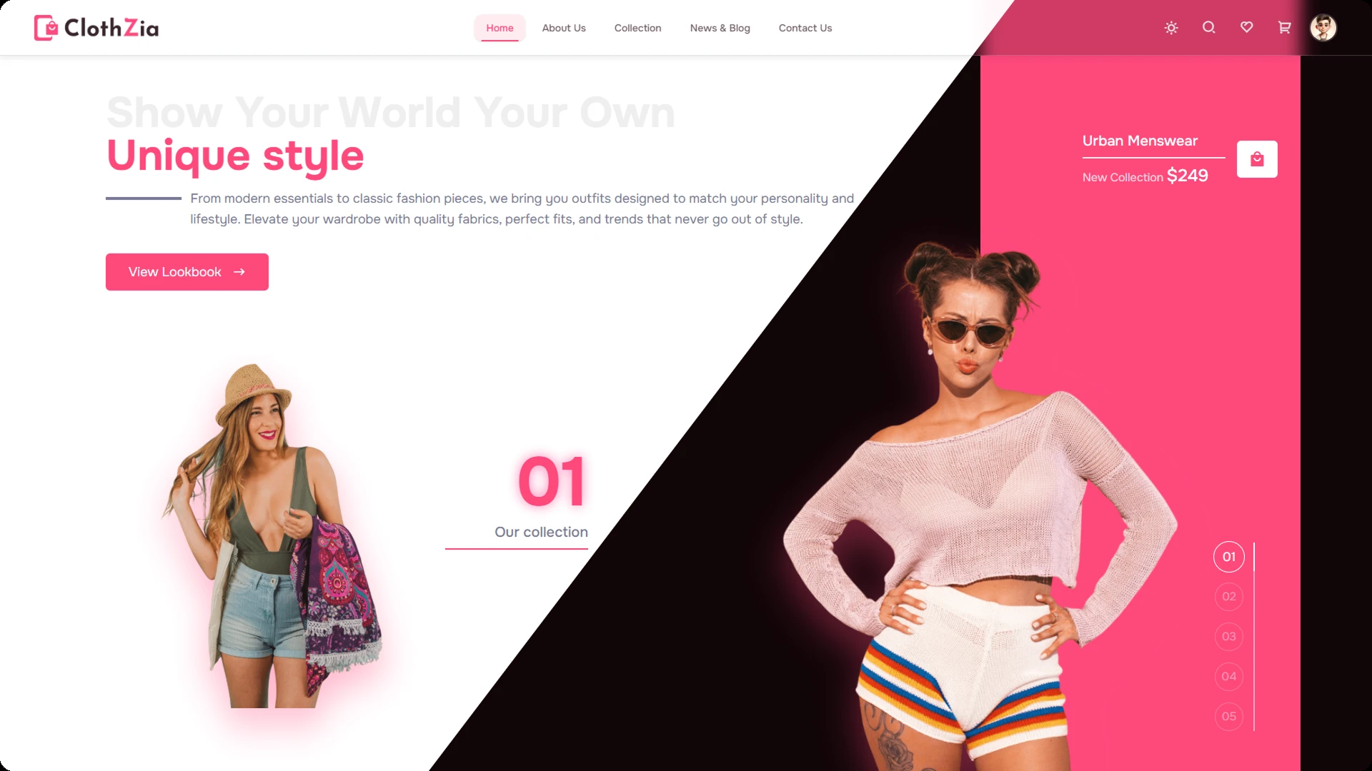 Clothzia - Ecommerce Website Template React Tailwind Modern Fashion Store