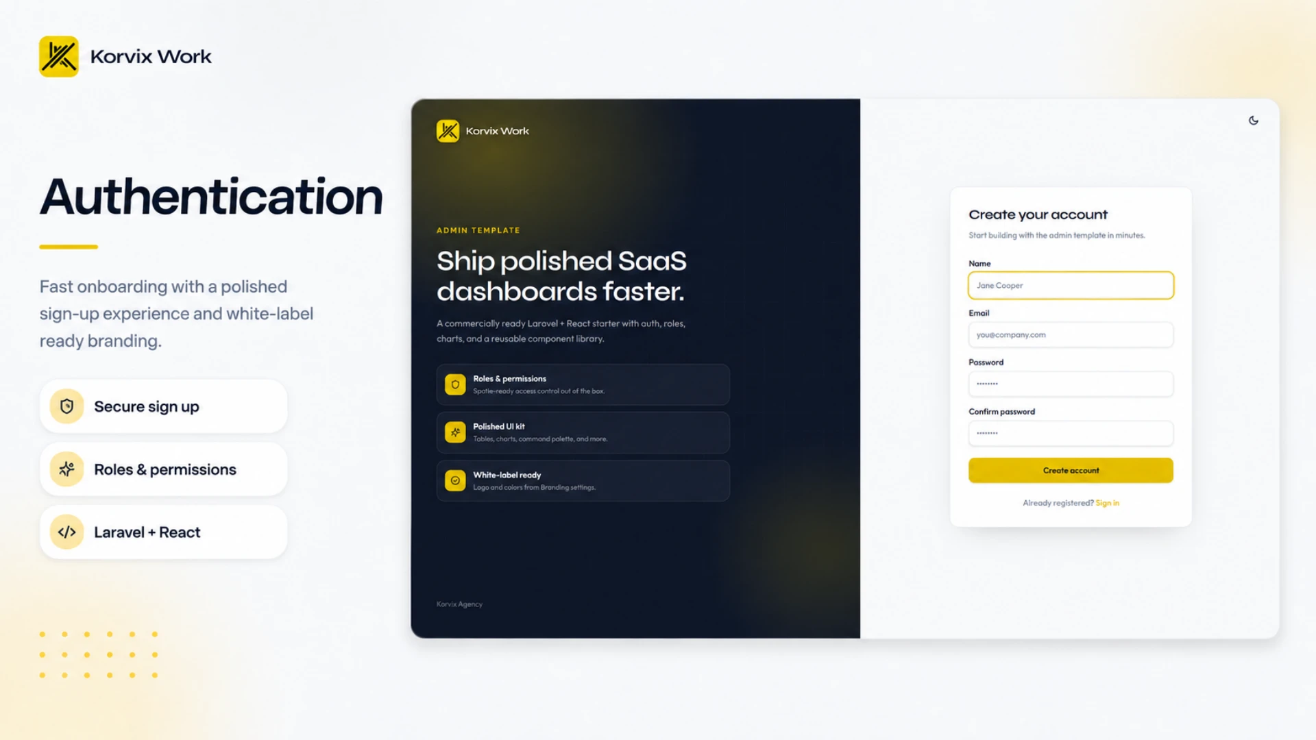 Korvix Work - Laravel & React Admin Dashboard