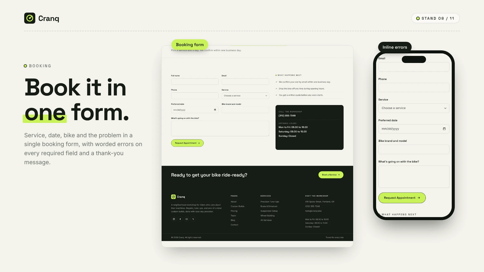 Cranq - Bicycle Repair & Customization HTML Template (Screenshot 7 of 10)