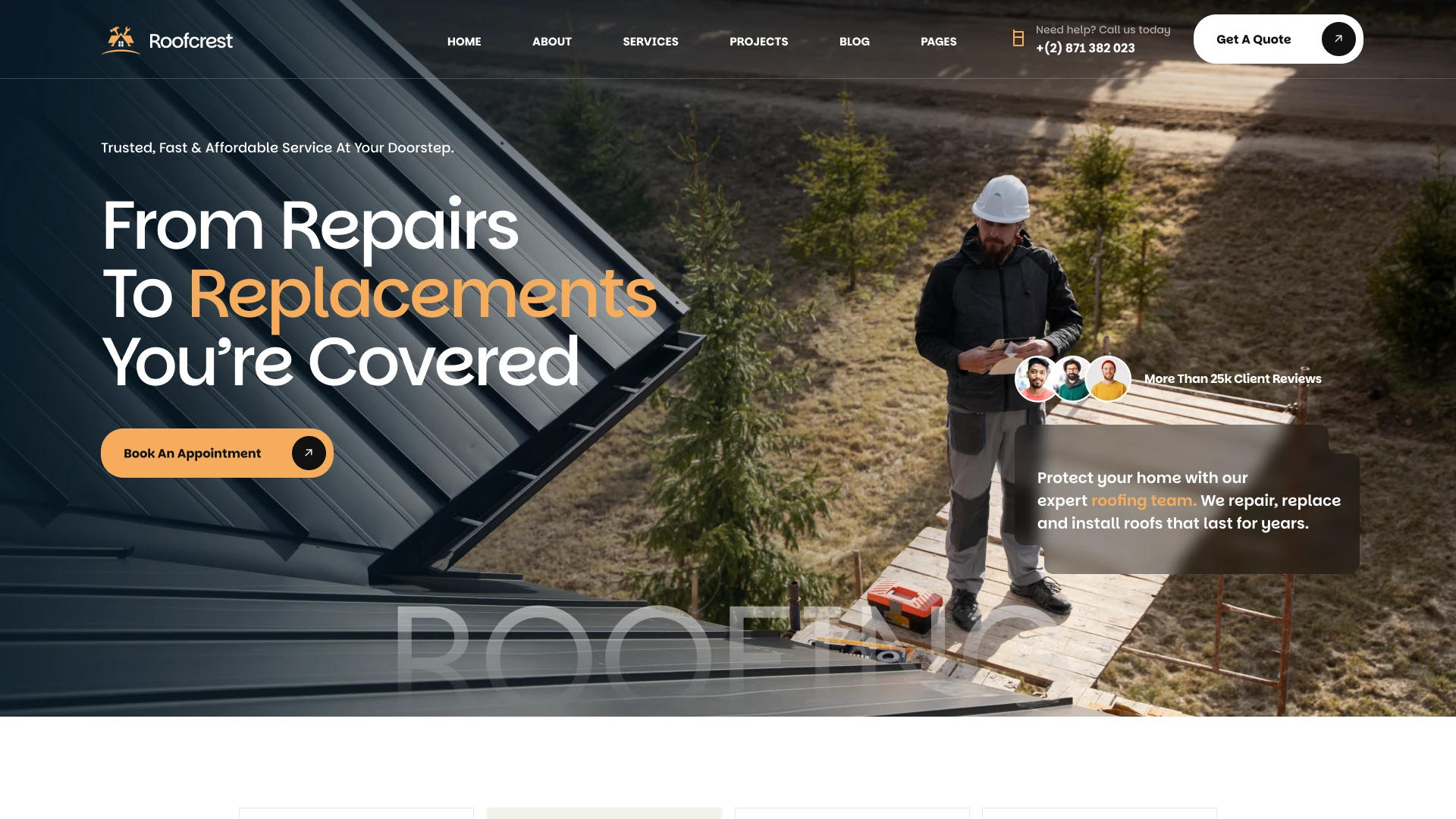 Roofcrest - Roofing Services & Contractor Figma Template (Screenshot 1 of 1)