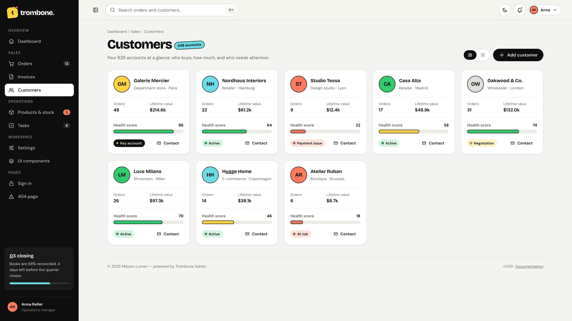 Trombone - Minimalist & Playful ERP Admin Dashboard Template