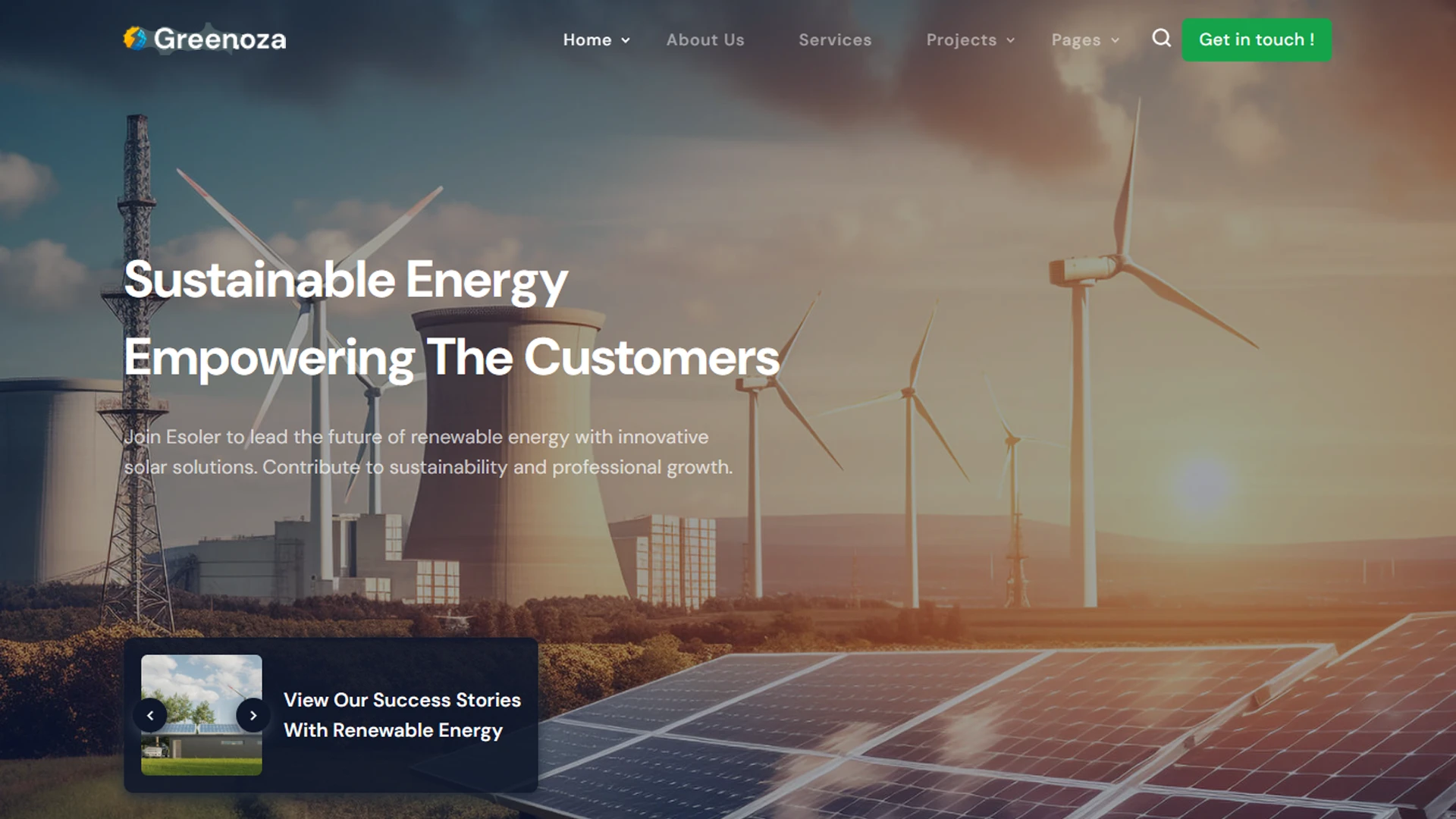 Greenoza - Solar & Renewable Energy HTML Template