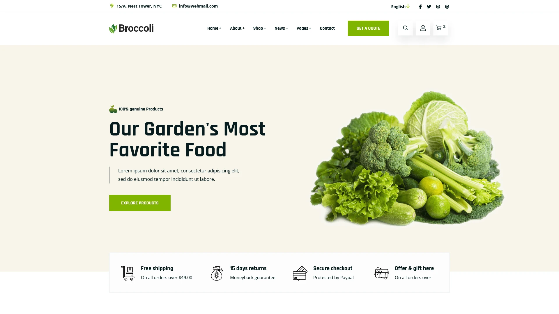 Broccoli - Organic Food eCommerce Bootstrap Template
