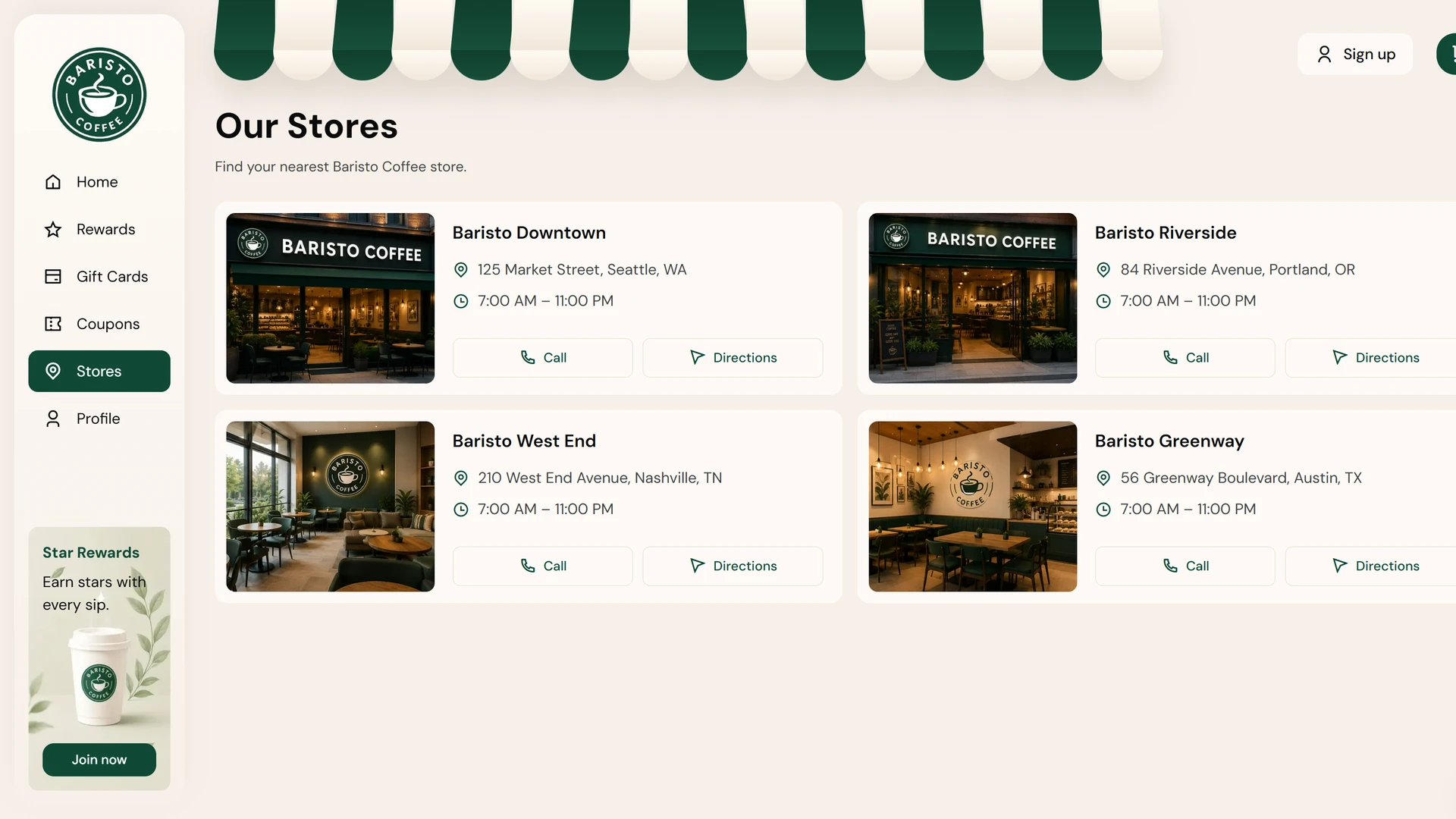 Baristo - Coffee Shop & Online Ordering React Next.js Template