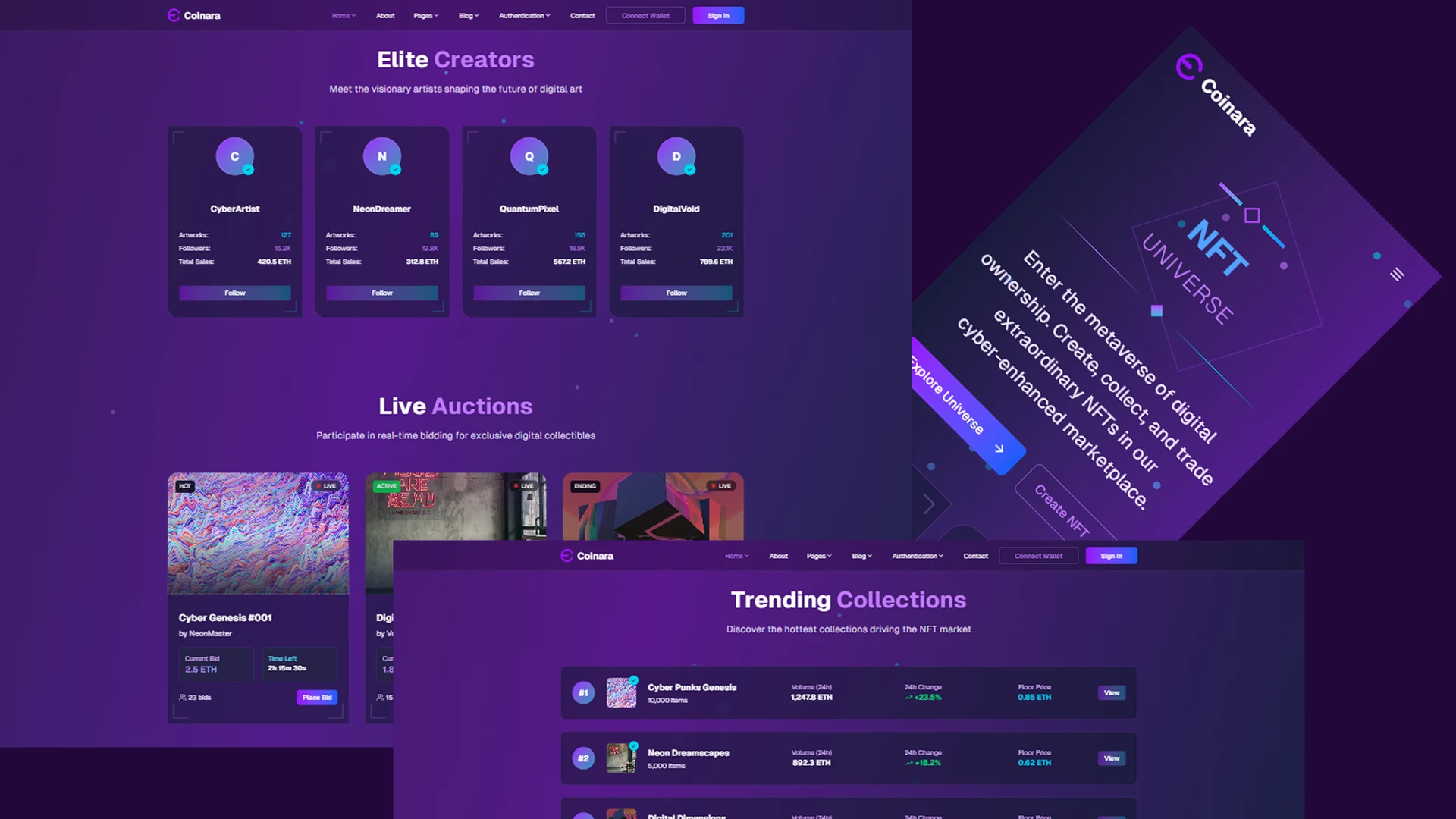 Coinara - NFT & Crypto Exchange React Template