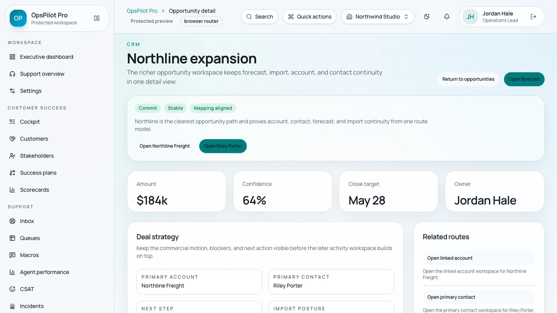OpsPilot Pro - React CRM, Support, Billing & Admin Dashboard