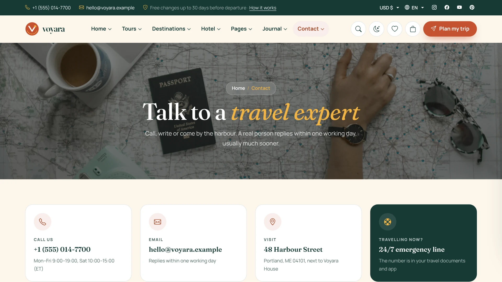Voyara - Travel Agency & Boutique Hotel HTML Template