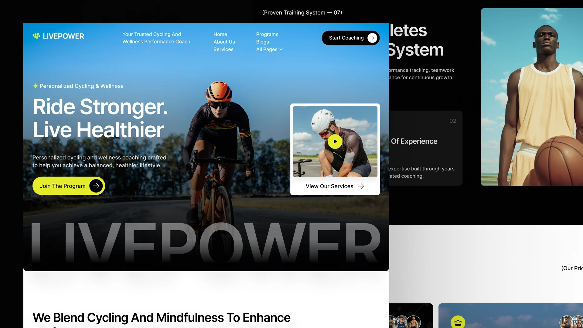 Livepower - Wellness, Cycling, Gym & Coaching Framer and Figma Template
