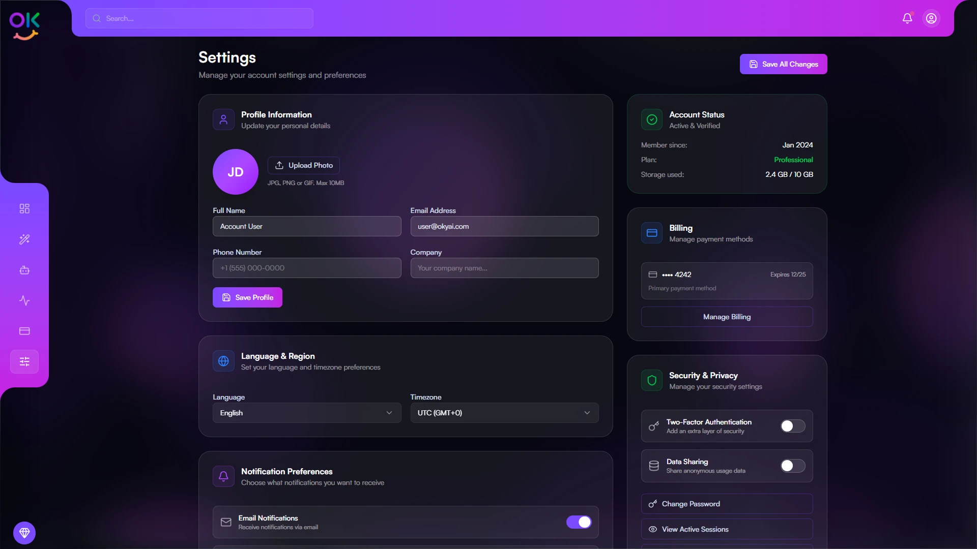 OkyAi - Premium AI Dashboard & AI Chatbot HTML Template