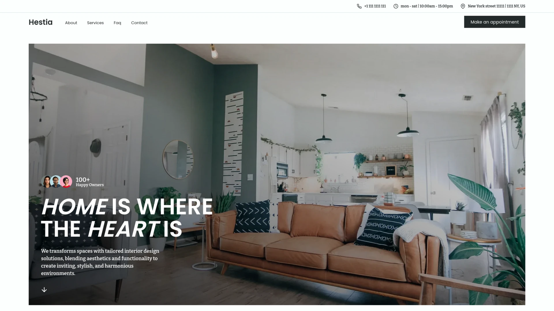 Hestia - Interior Design HTML5 Landing Page Template