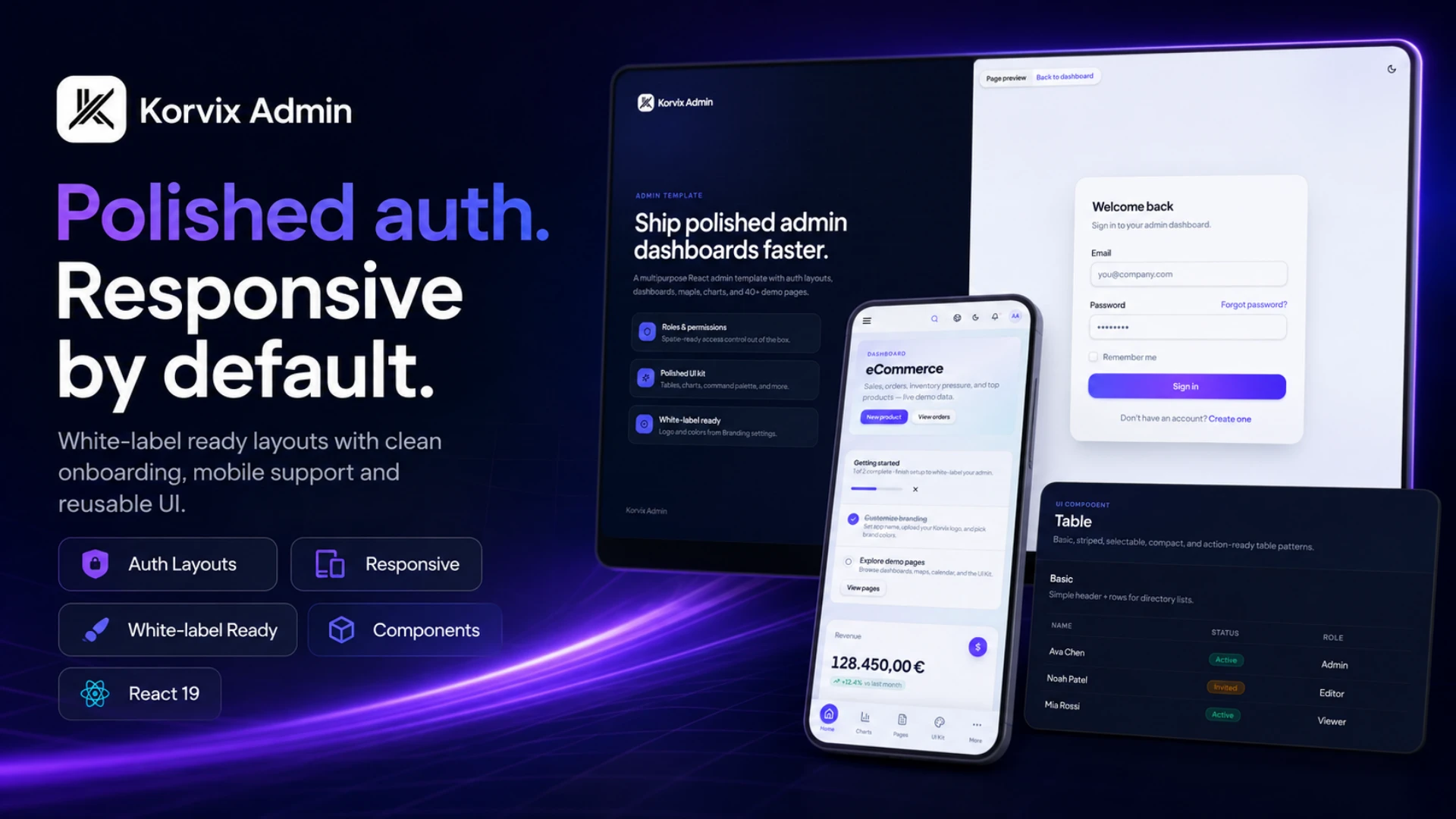 Korvix Admin - Multipurpose React Admin Dashboard