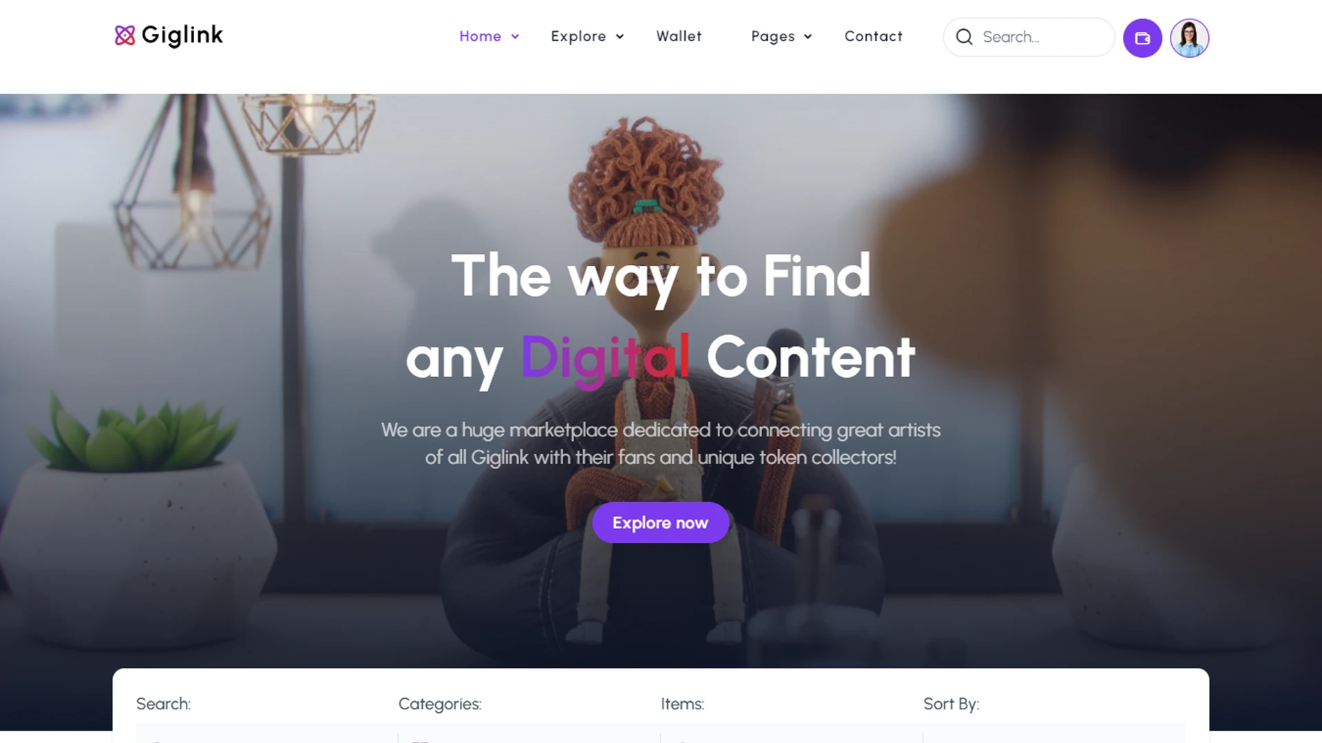 Giglink - Angular 21 NFT Marketplace Landing + Admin Dashboard Template