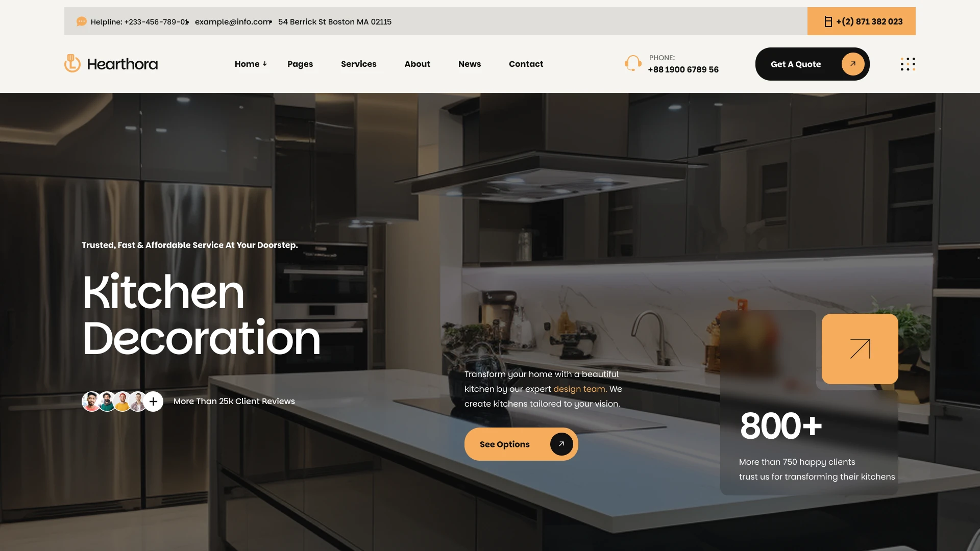 Hearthora - Modern Kitchen & Remodeling Figma Template (Screenshot 1 of 1)