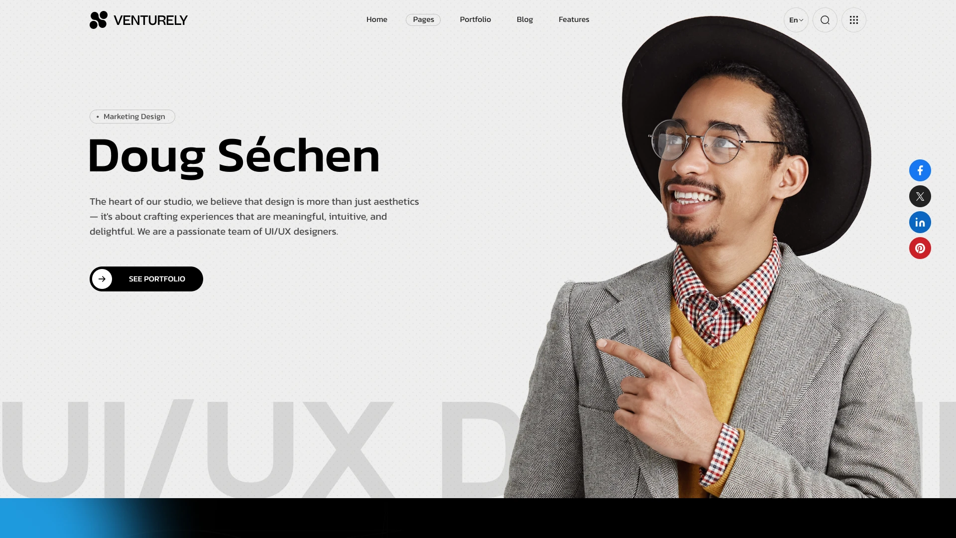 Venturely - Personal Portfolio & Freelancer Figma Template (Screenshot 1 of 1)