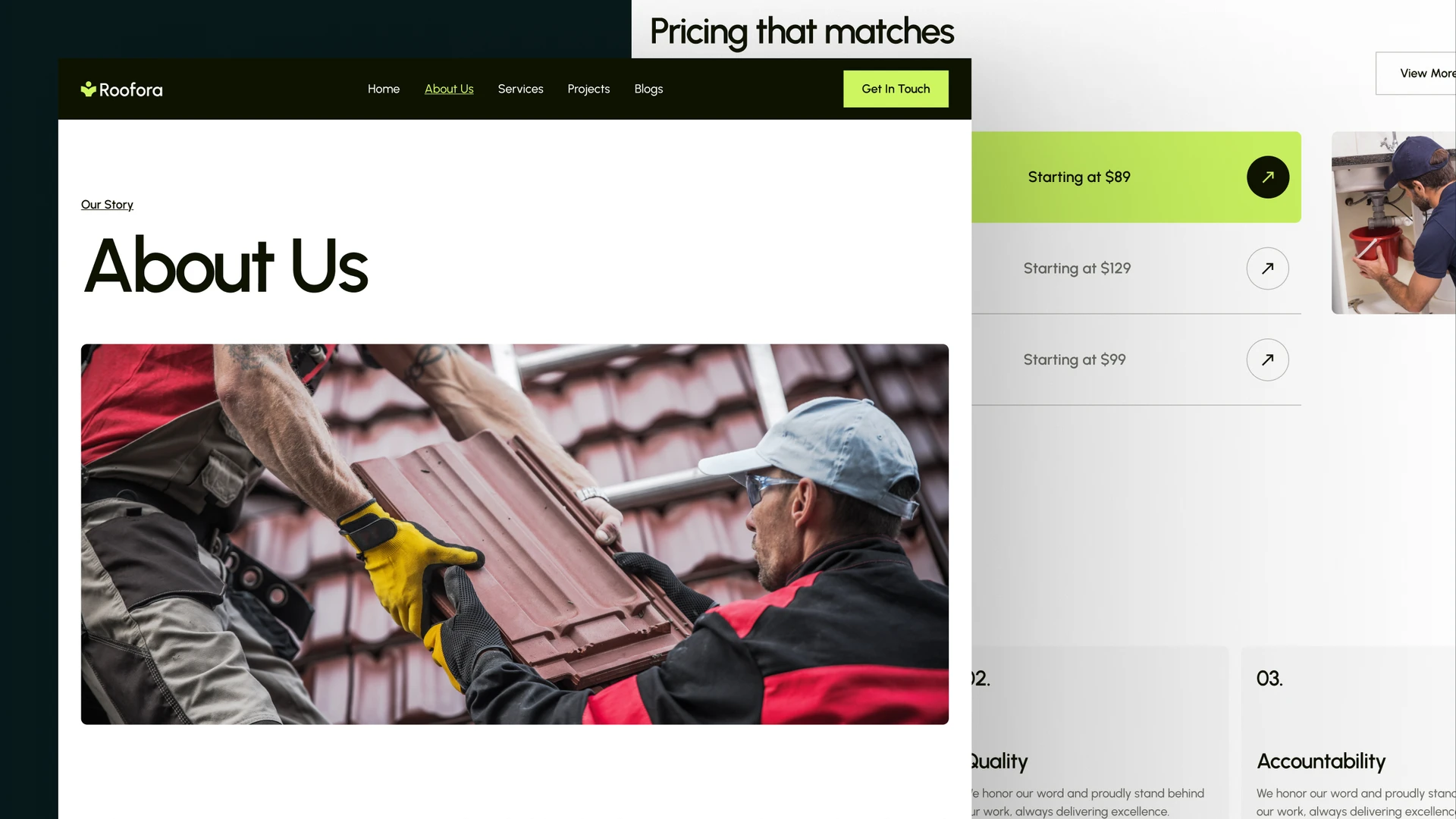 Roofora - Roofing and Solar Services Figma & Framer Template