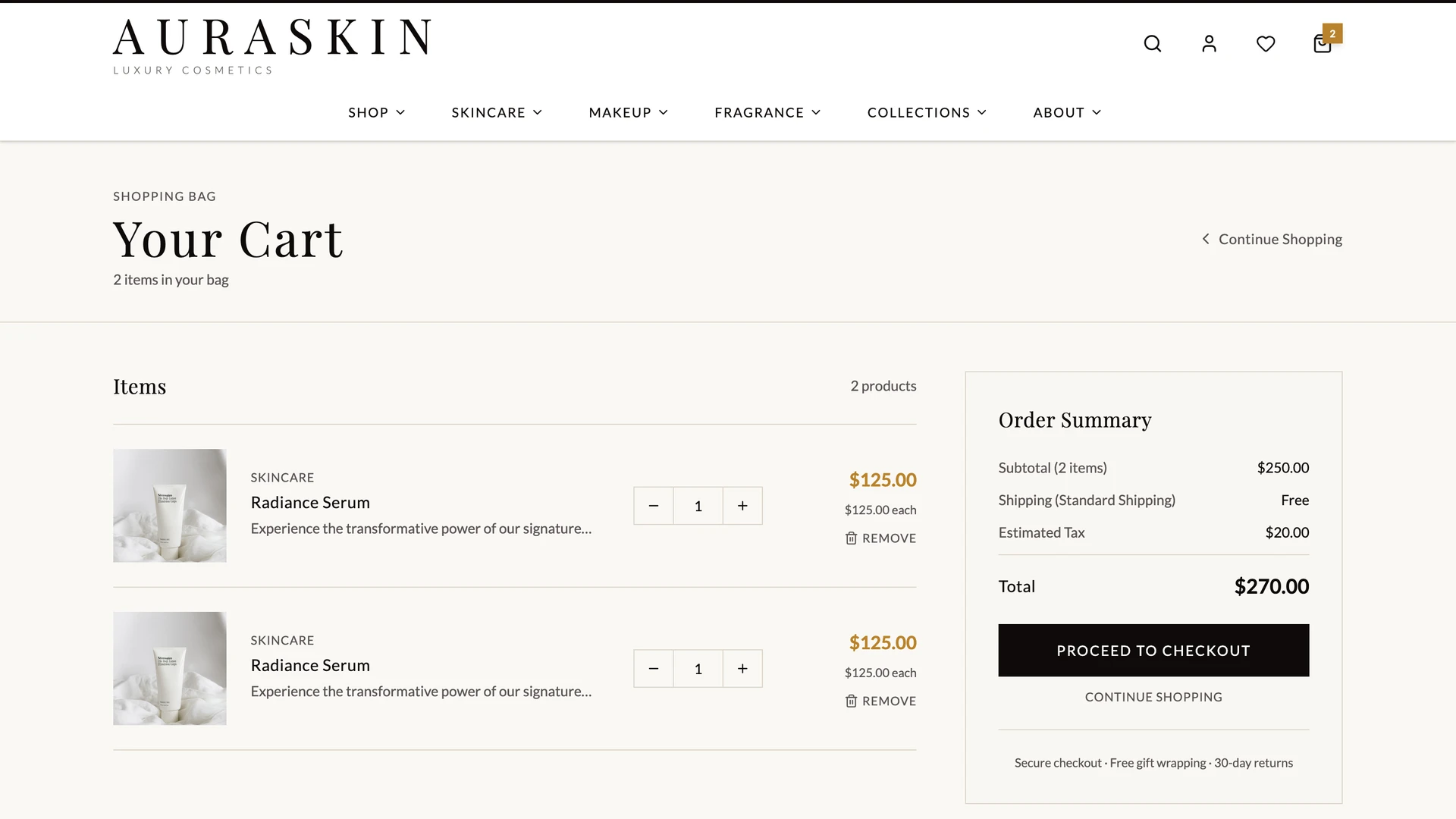 AuraSkin - React Skincare Ecommerce Website Template