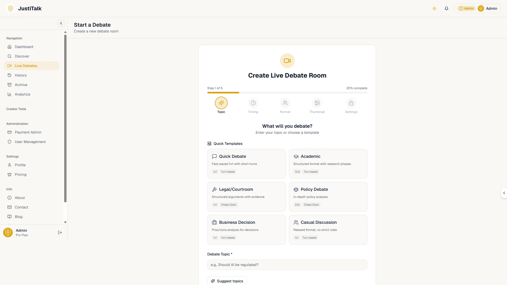 JustiTalk - The Ultimate AI-Powered Debate & Discussion Platform