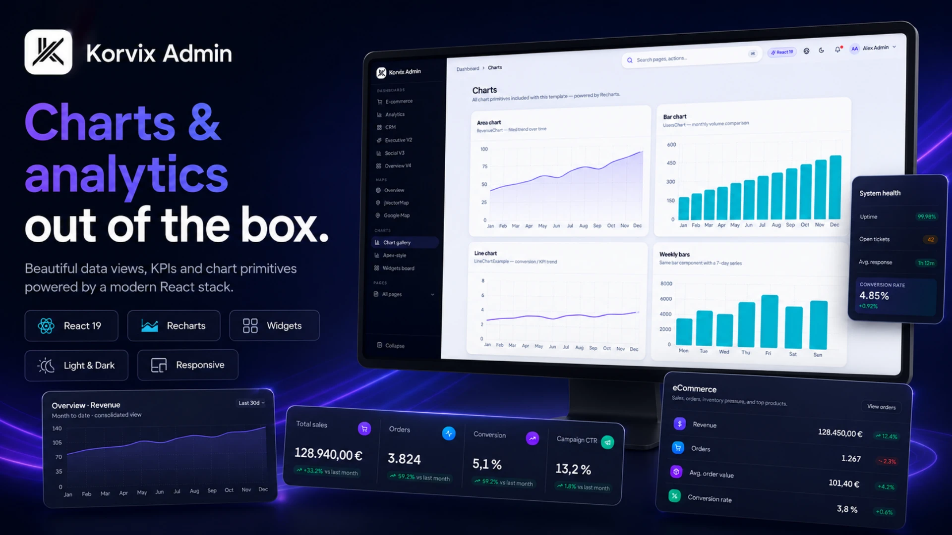 Korvix Admin - Multipurpose React Admin Dashboard