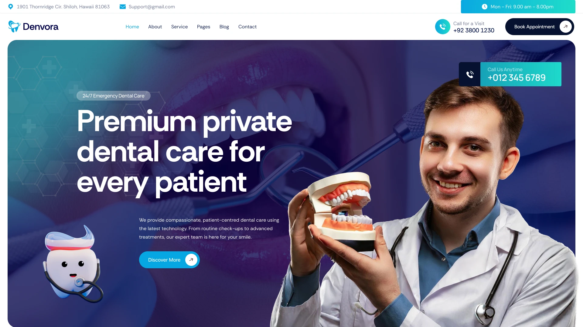 Denvora - Dental & Medical Clinic Figma Template (Screenshot 1 of 1)