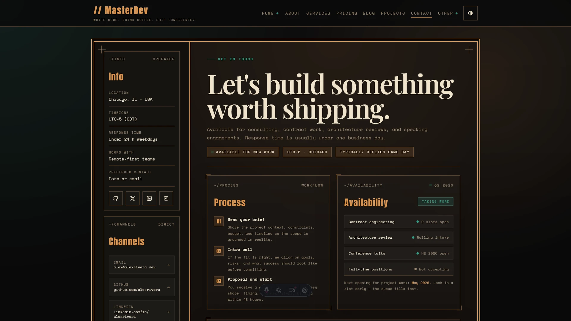 MasterDev - Developer Portfolio Astro Template with Sass & Tailwind Utilities