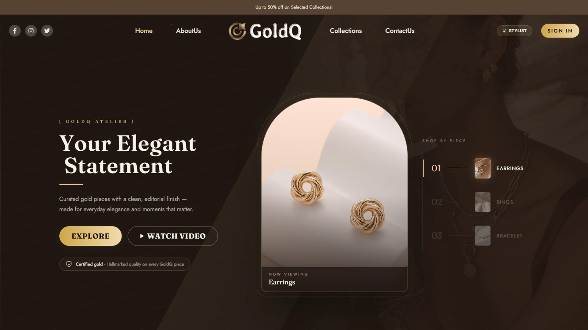 GoldQ - Premium Jewelry Luxury E-Commerce React Template