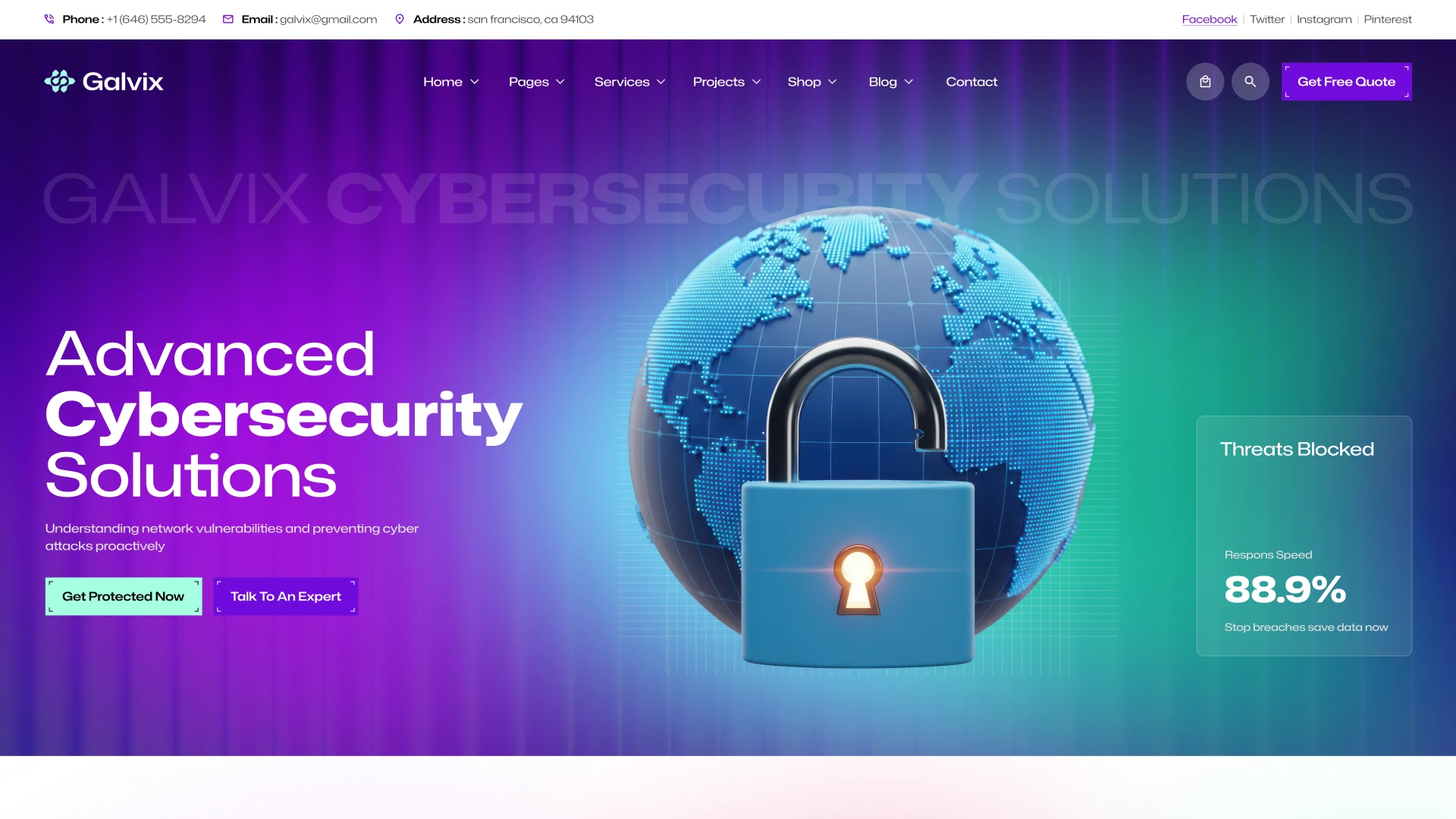 Galvix - Cybersecurity and IT Services Figma Website Template