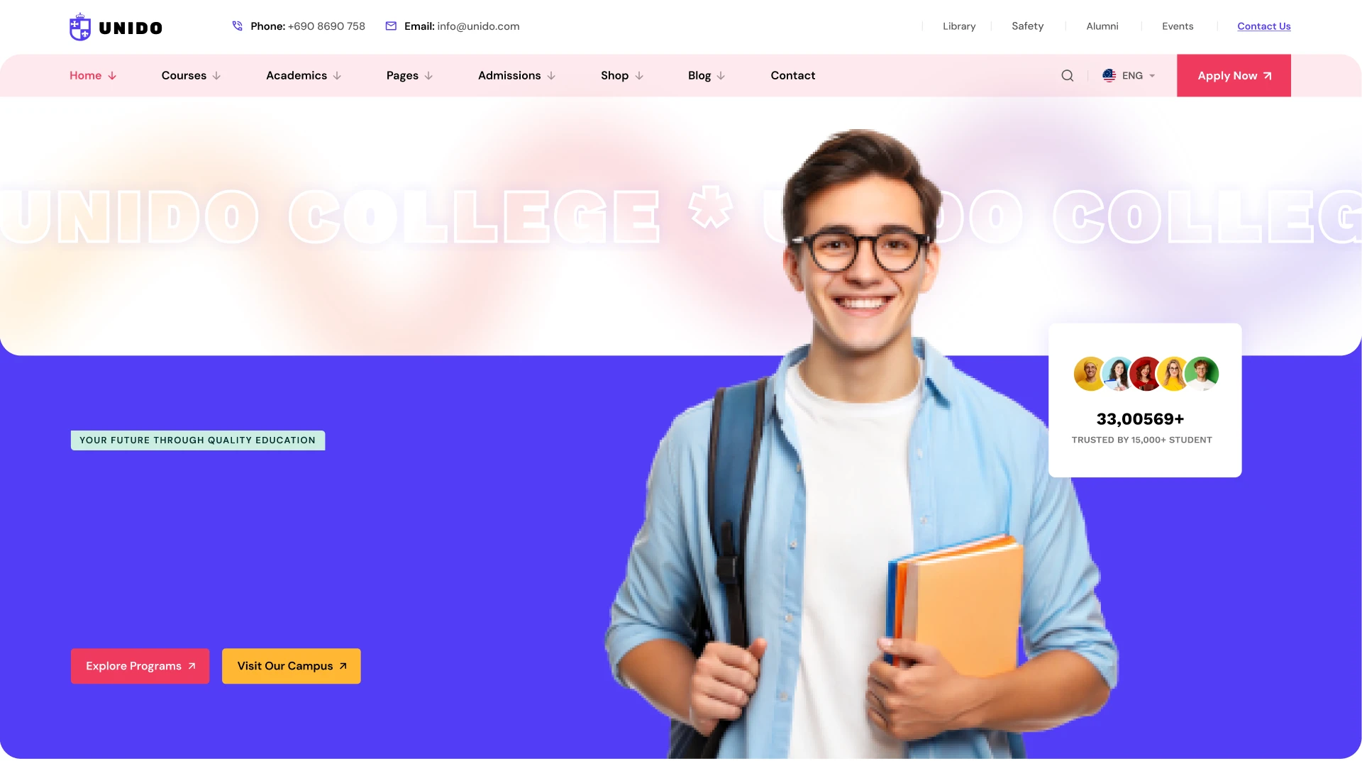 Unido - College University Education Figma Website Template