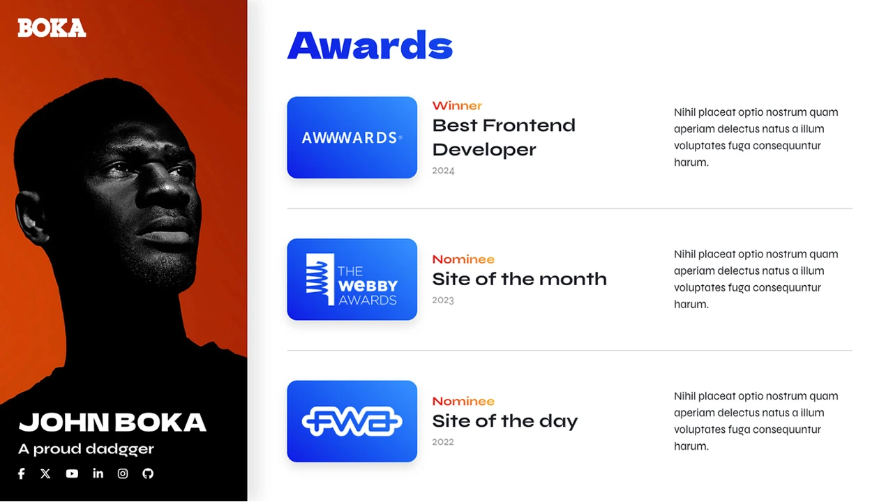 Boka - Personal Portfolio HTML Template