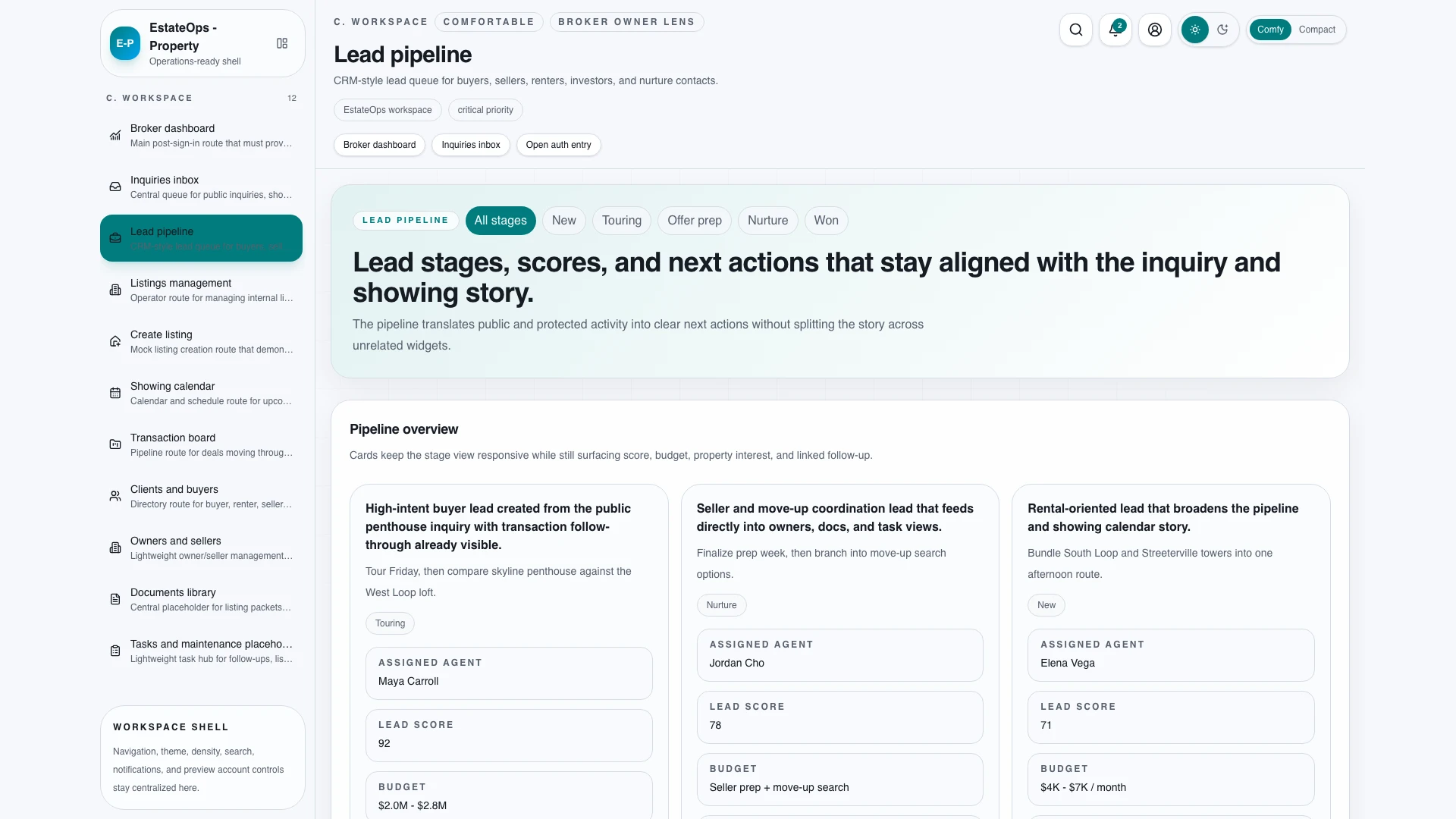 EstateOps - Real Estate CRM, Listings & Admin React Template