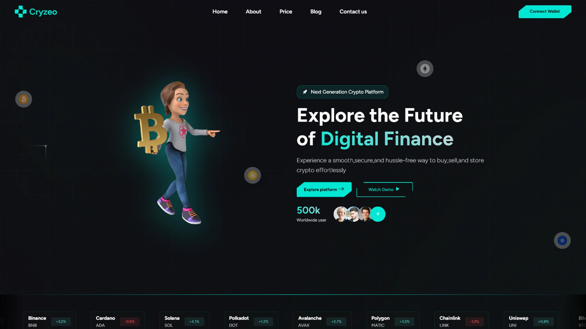 Cryzeo - Premium Cryptocurrency and Web3 Landing Page Figma UI Kit