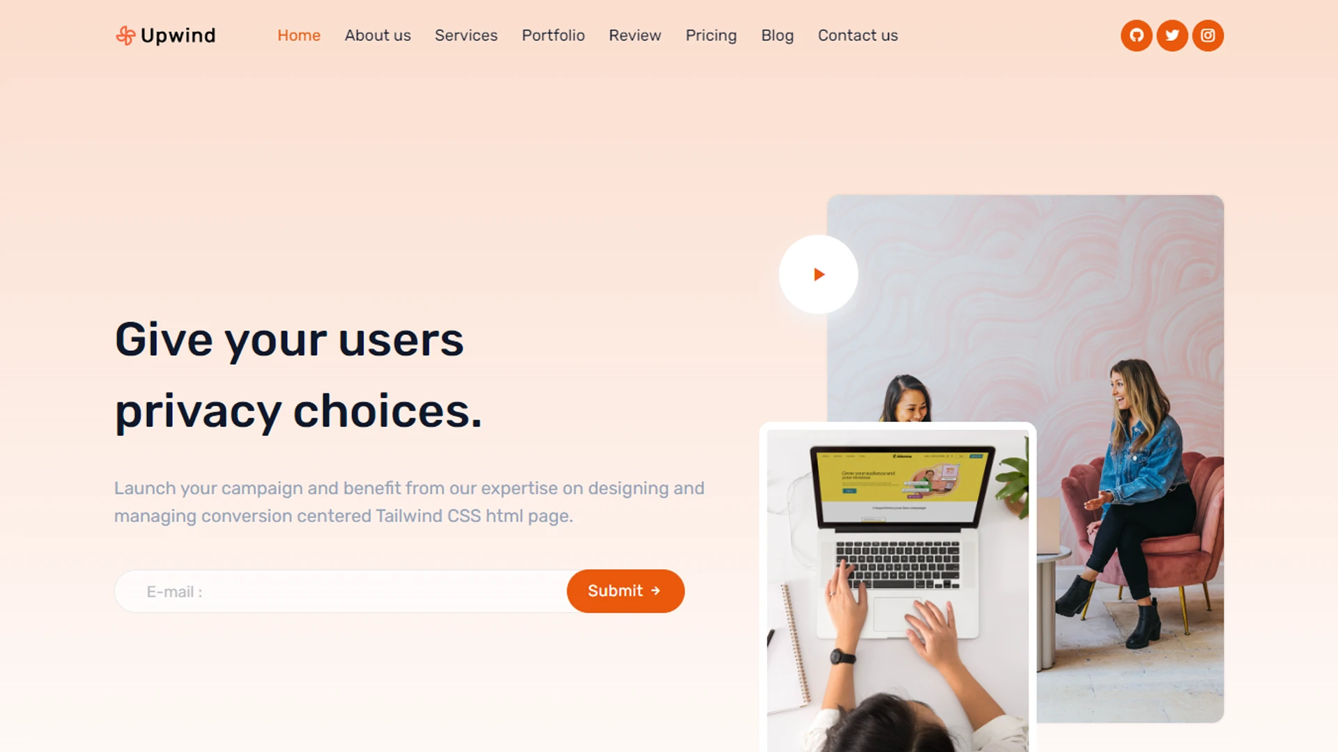 Upwind - Tailwind CSS Landing Page Template