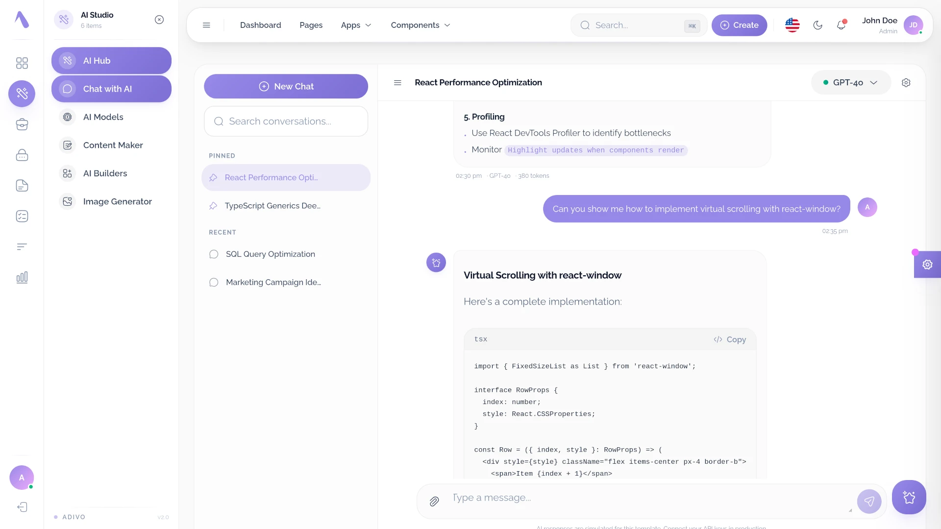 Adivo - AI Ready React 19 Admin Dashboard Template