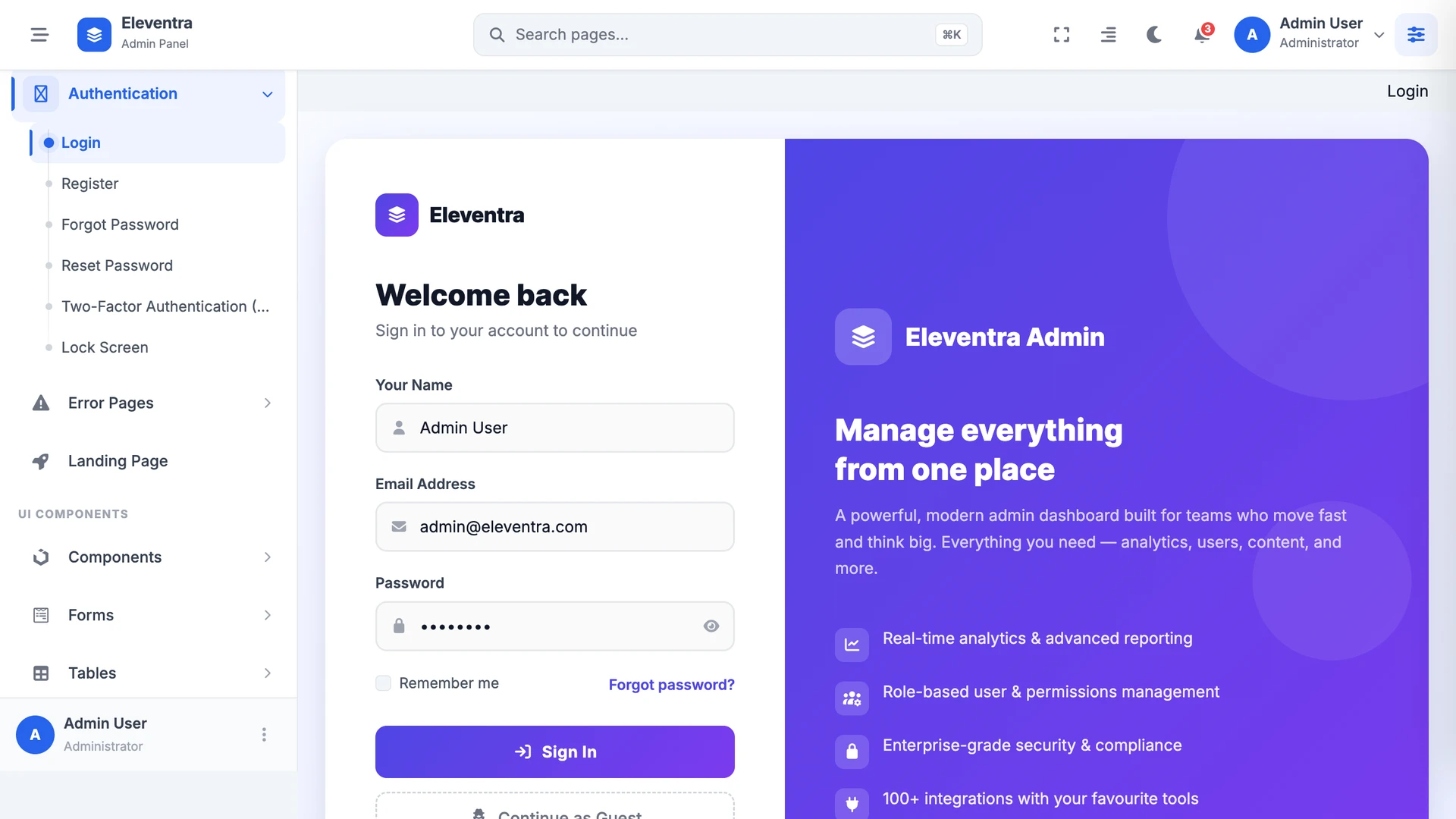 Eleventra - Angular 21 Admin Dashboard Template + UI Kit + 90+ Pages
