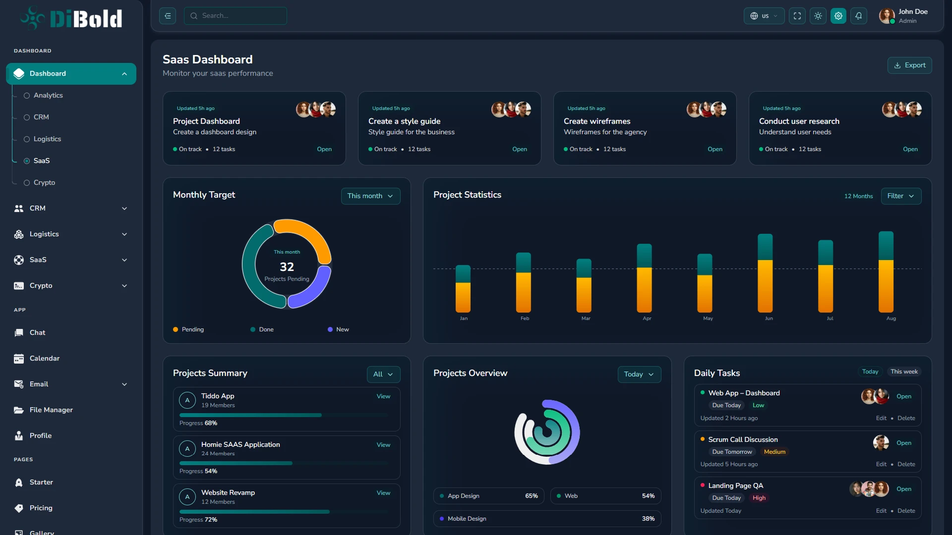 DiBold - React 19 & Tailwind CSS 4 Admin Dashboard Template