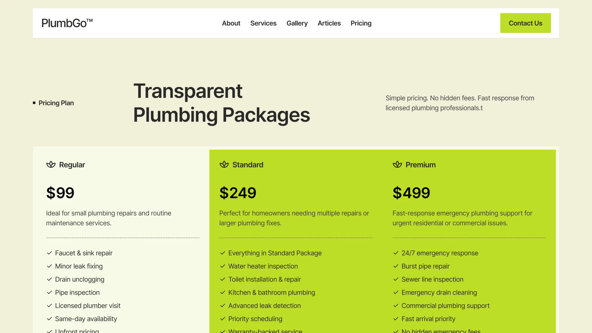 PlumbGo - Plumbing Business Framer Template
