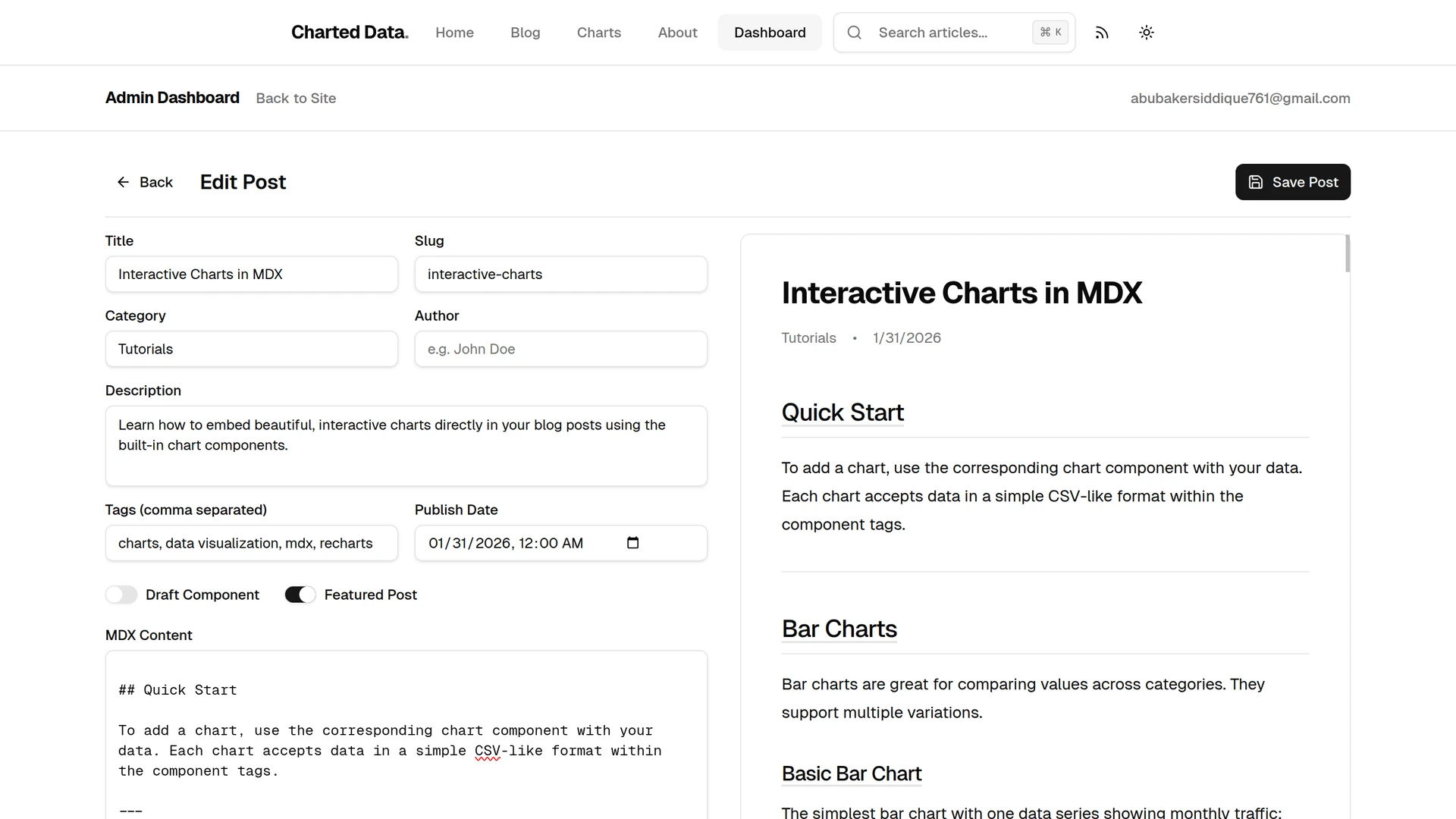 Charted Data - Create Blog Posts with Interactive Charts