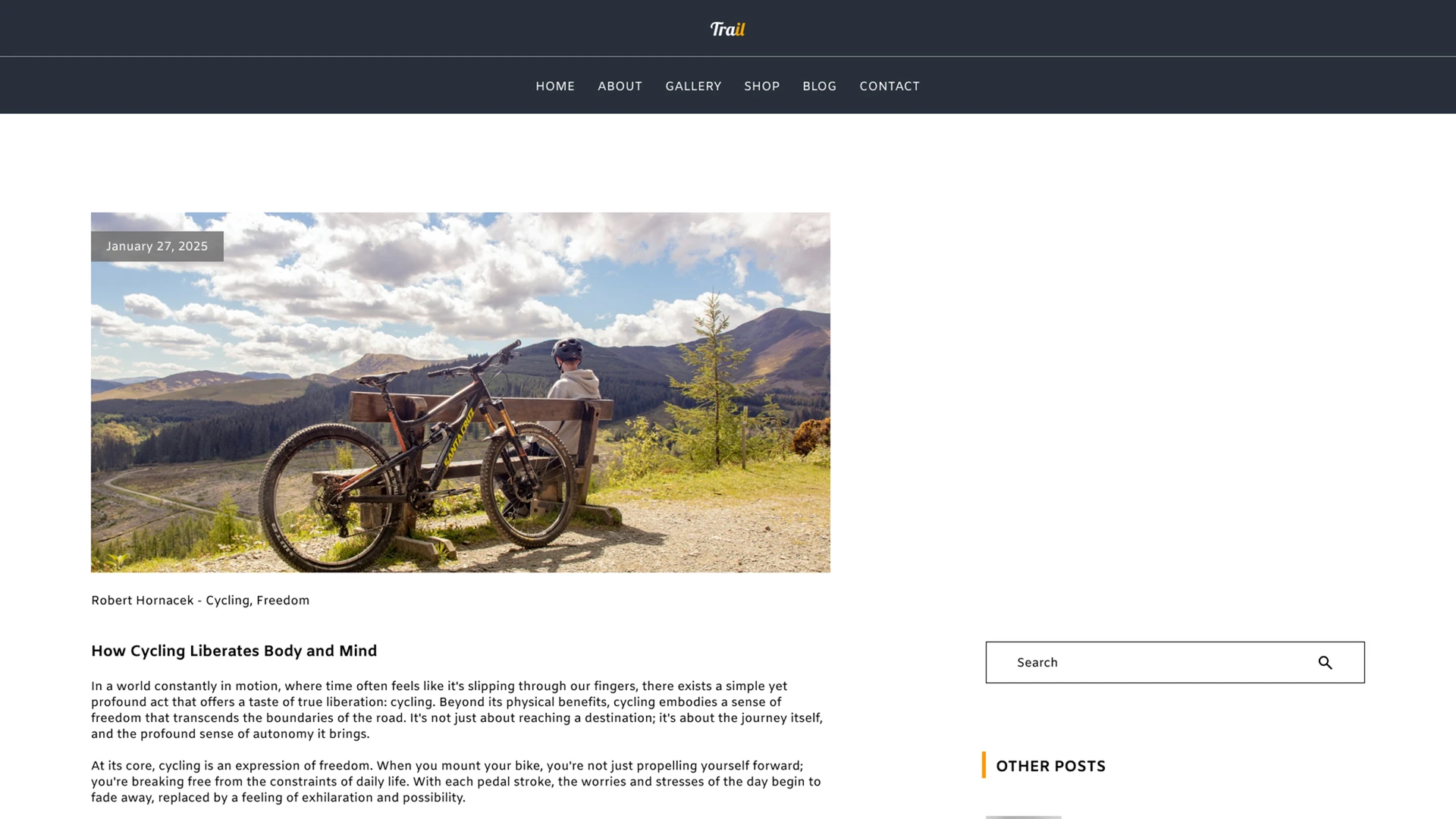 Trail - Modern Cycling and Outdoor Brands Figma Website Template