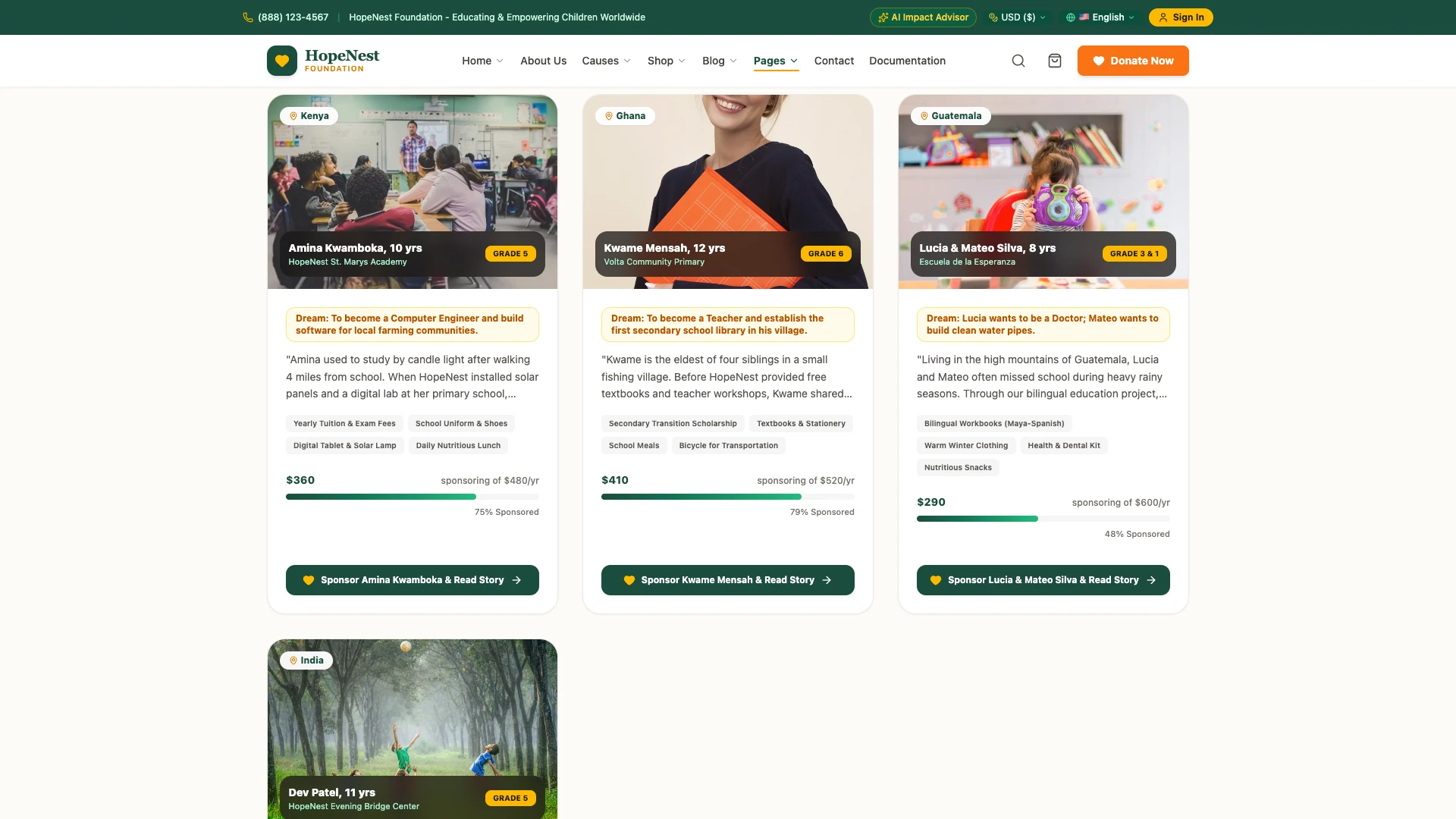 HopeNest - NGO, Charity & Donation Next.js Tailwind Template