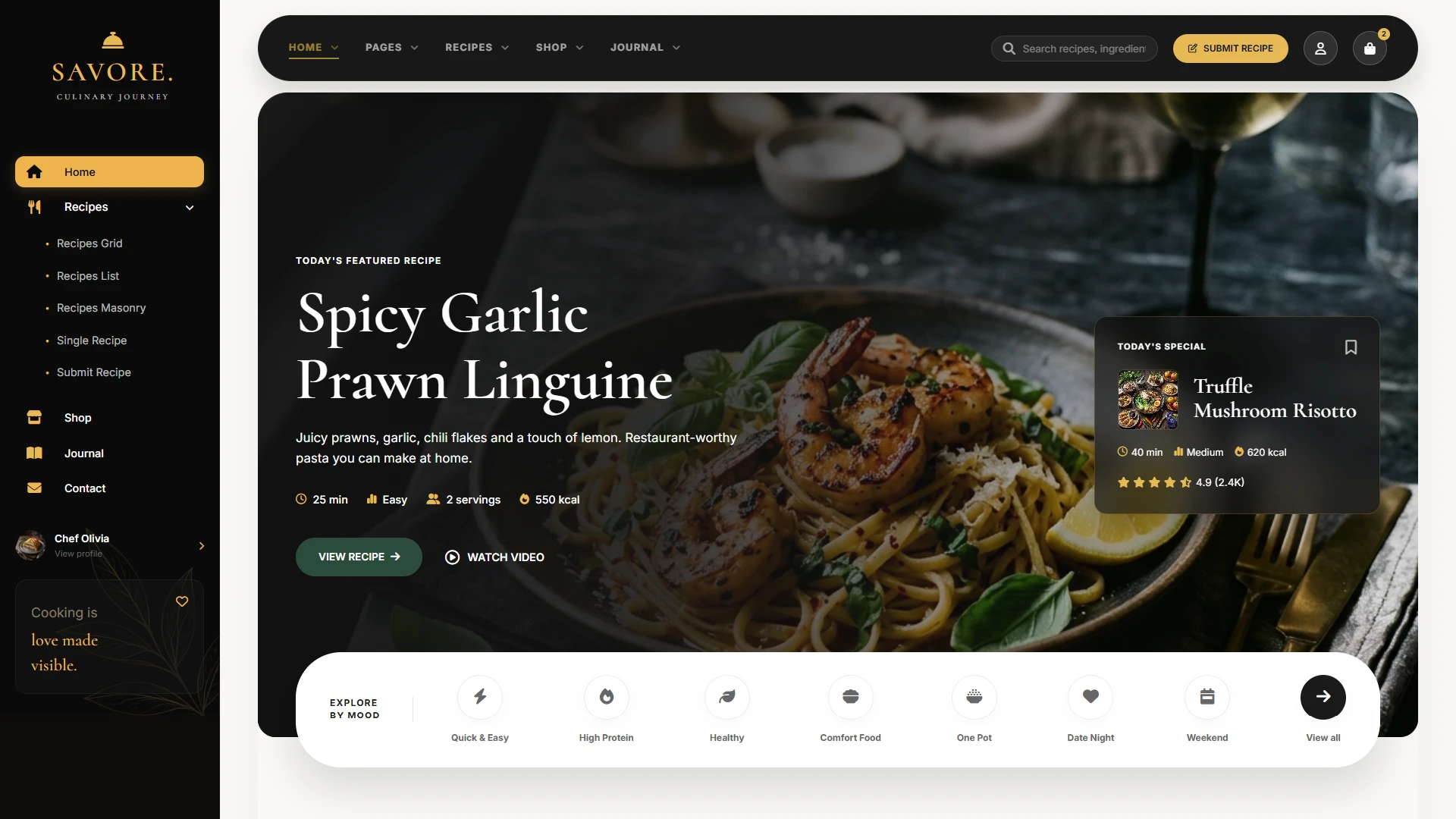Savore - Food & Recipes WordPress Theme