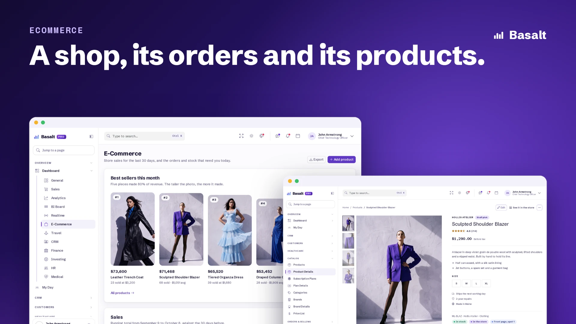 Basalt - Multipurpose AI, CRM, HRM, eCommerce & ERP Bootstrap Admin Template (Screenshot 7 of 11)