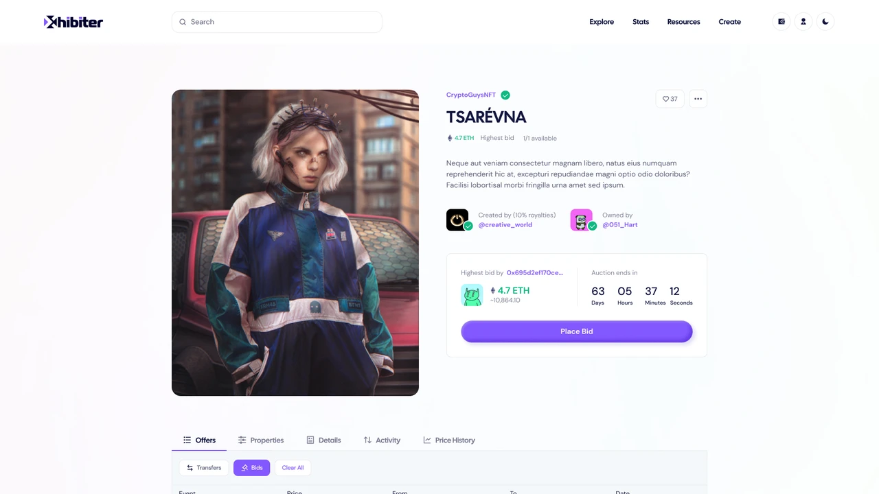 Xhibiter - Web3 Crypto NFT Marketplace Figma Template