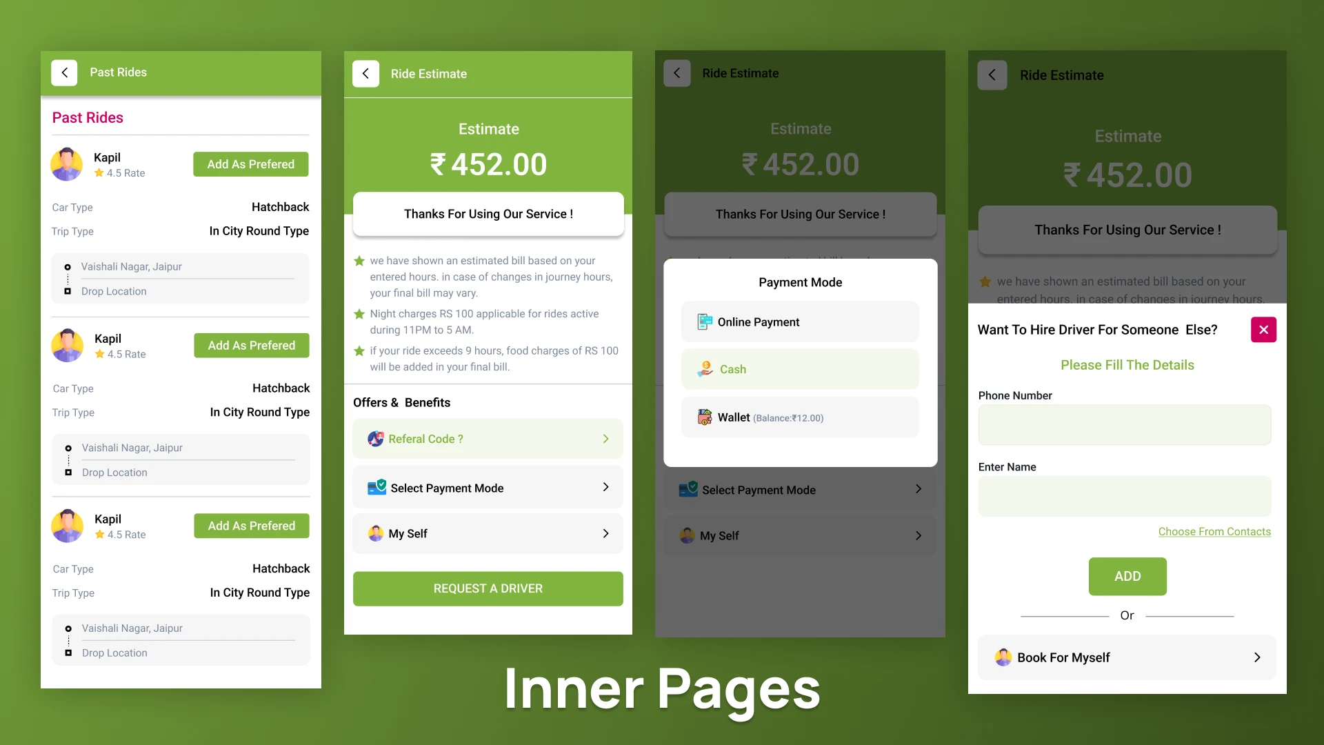 Green Chalak - Figma Driver Book UI Application
