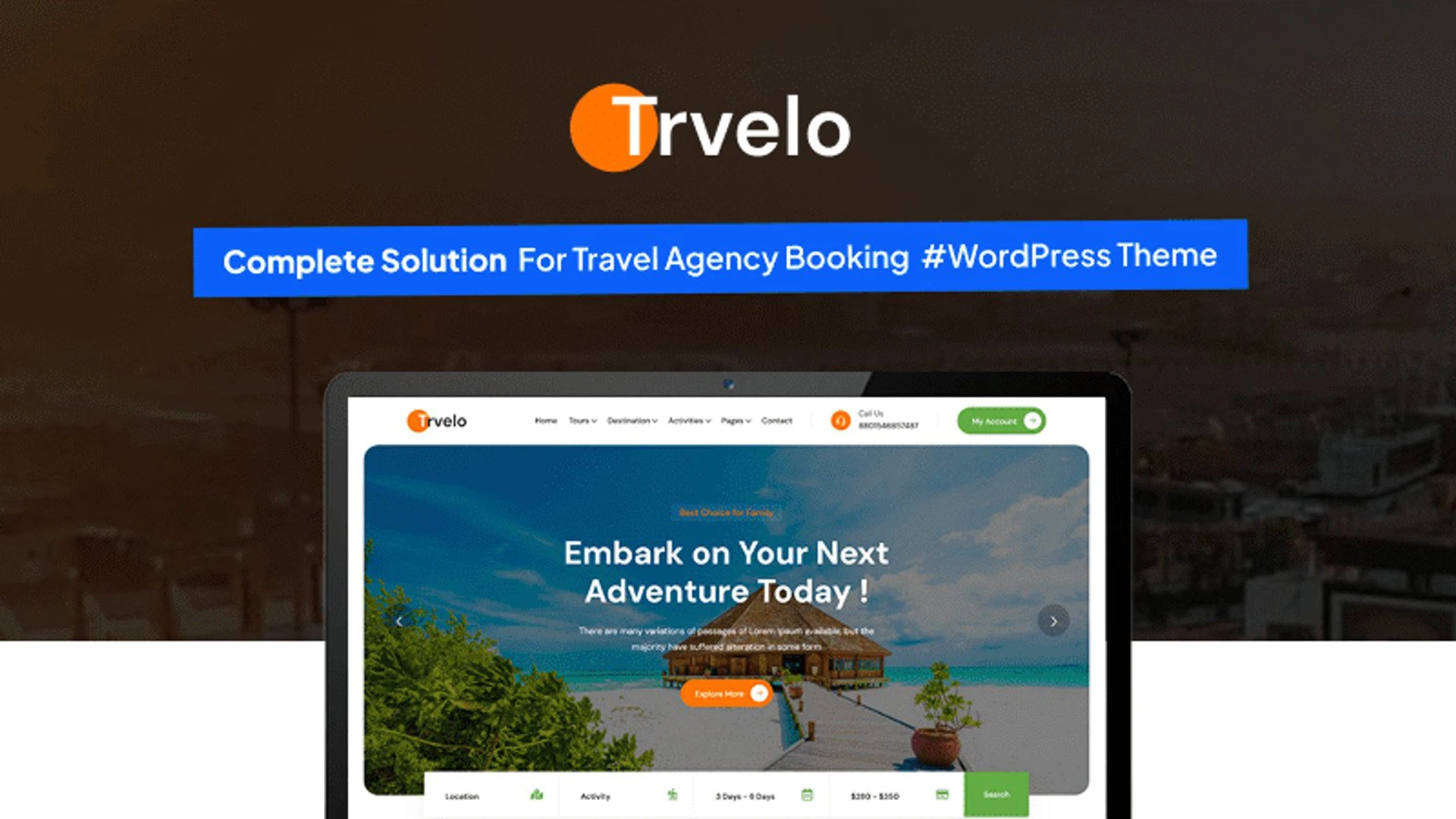 Trvelo - Hotel & Travel Agency Booking WordPress Theme