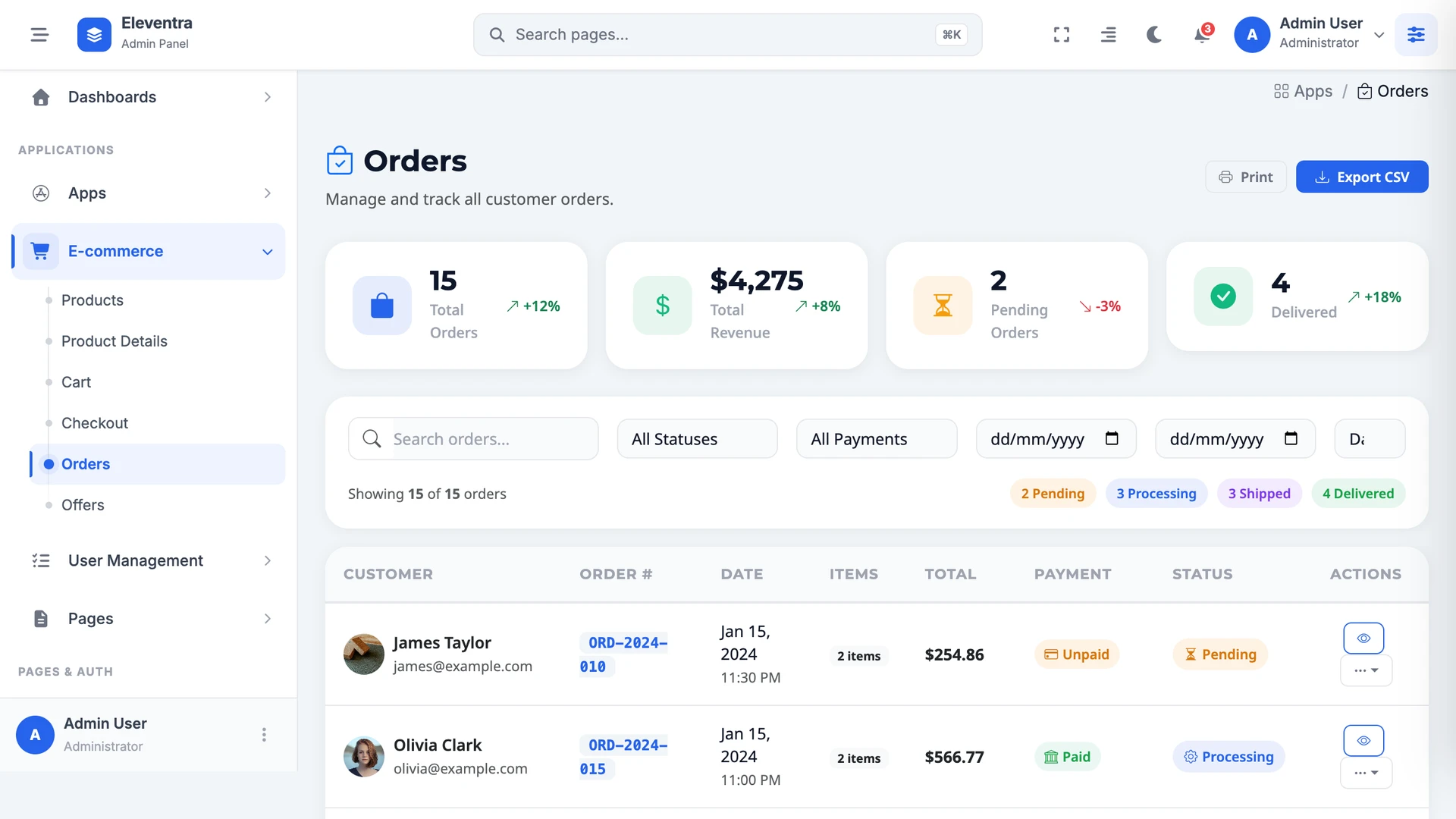 Eleventra - Angular 21 Admin Dashboard Template + UI Kit + 90+ Pages