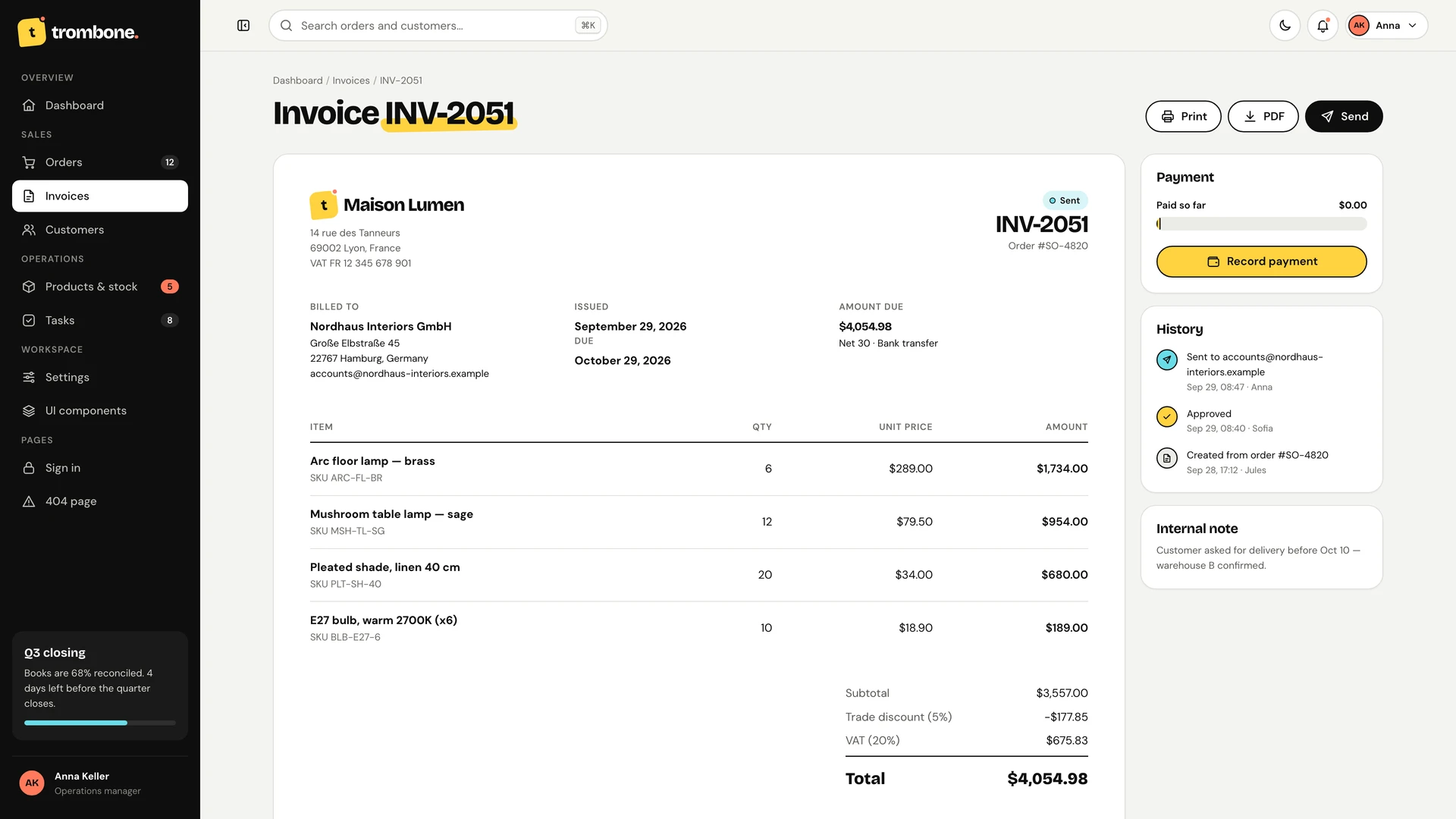 Trombone - Minimalist & Playful ERP Admin Dashboard Template