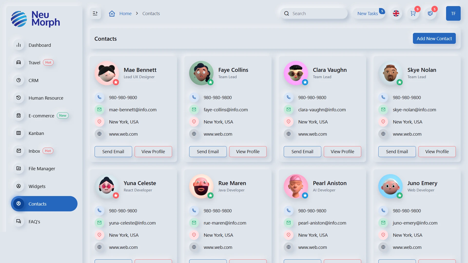 Neumorph - Multipurpose Admin Dashboard Template