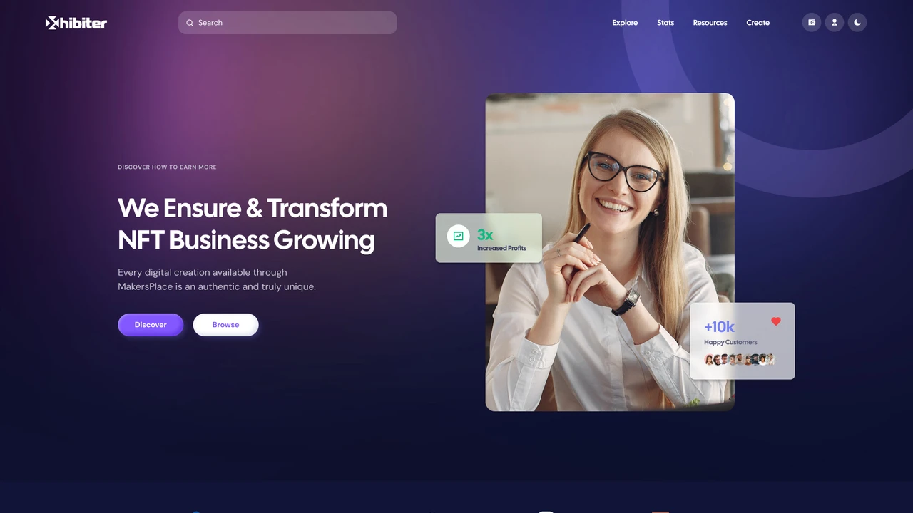 Xhibiter - Web3 Crypto NFT Marketplace Figma Template