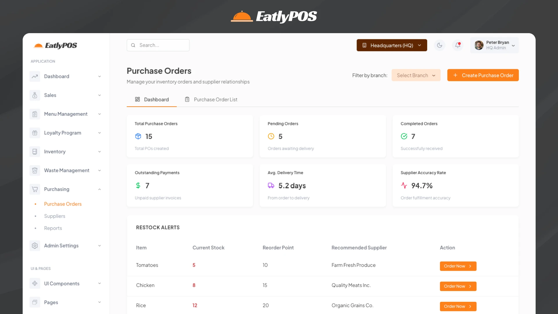 EatlyPOS - Next.js Restaurant Management System Template & POS